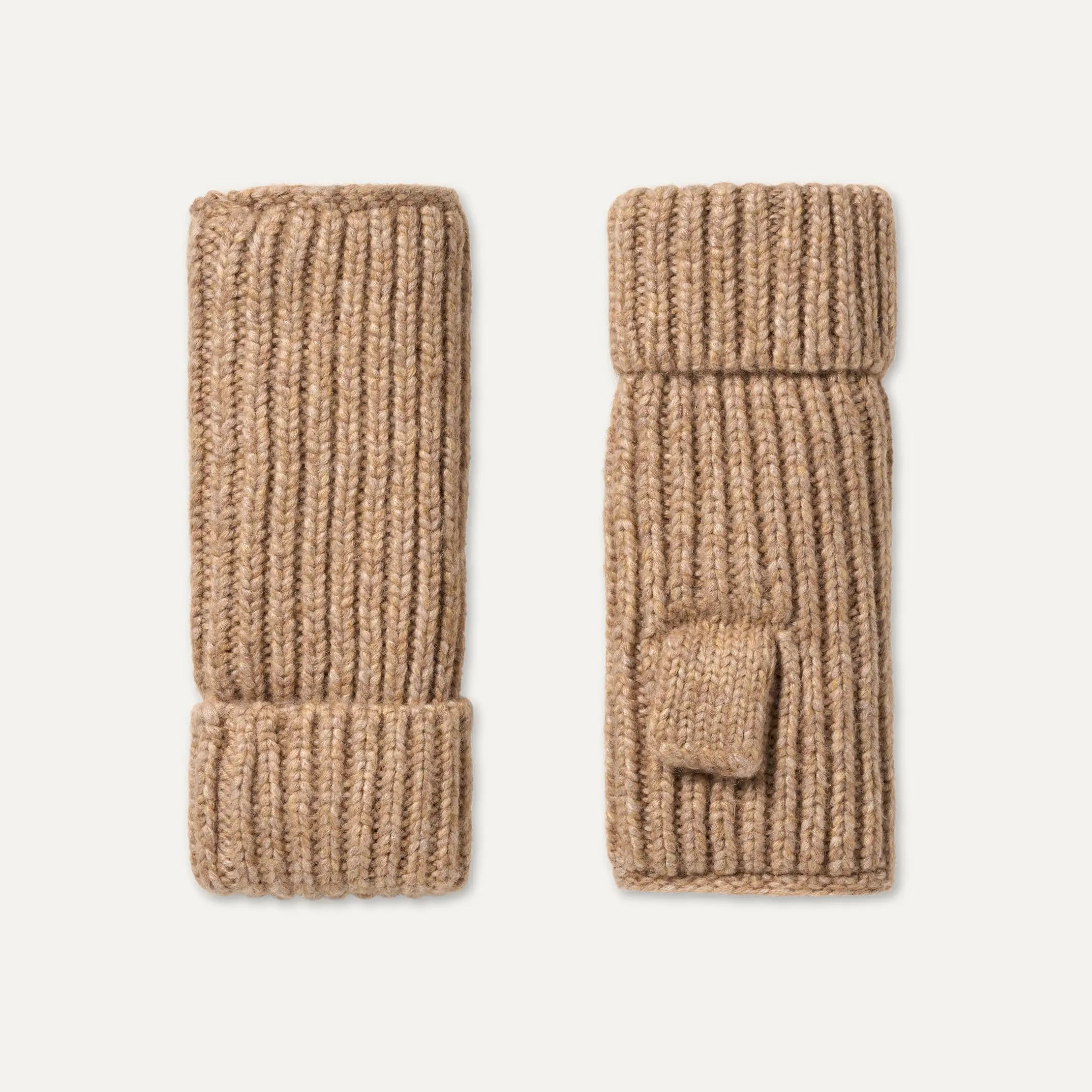 Women's Chunky Rib Fingerless Glove - CAMEL