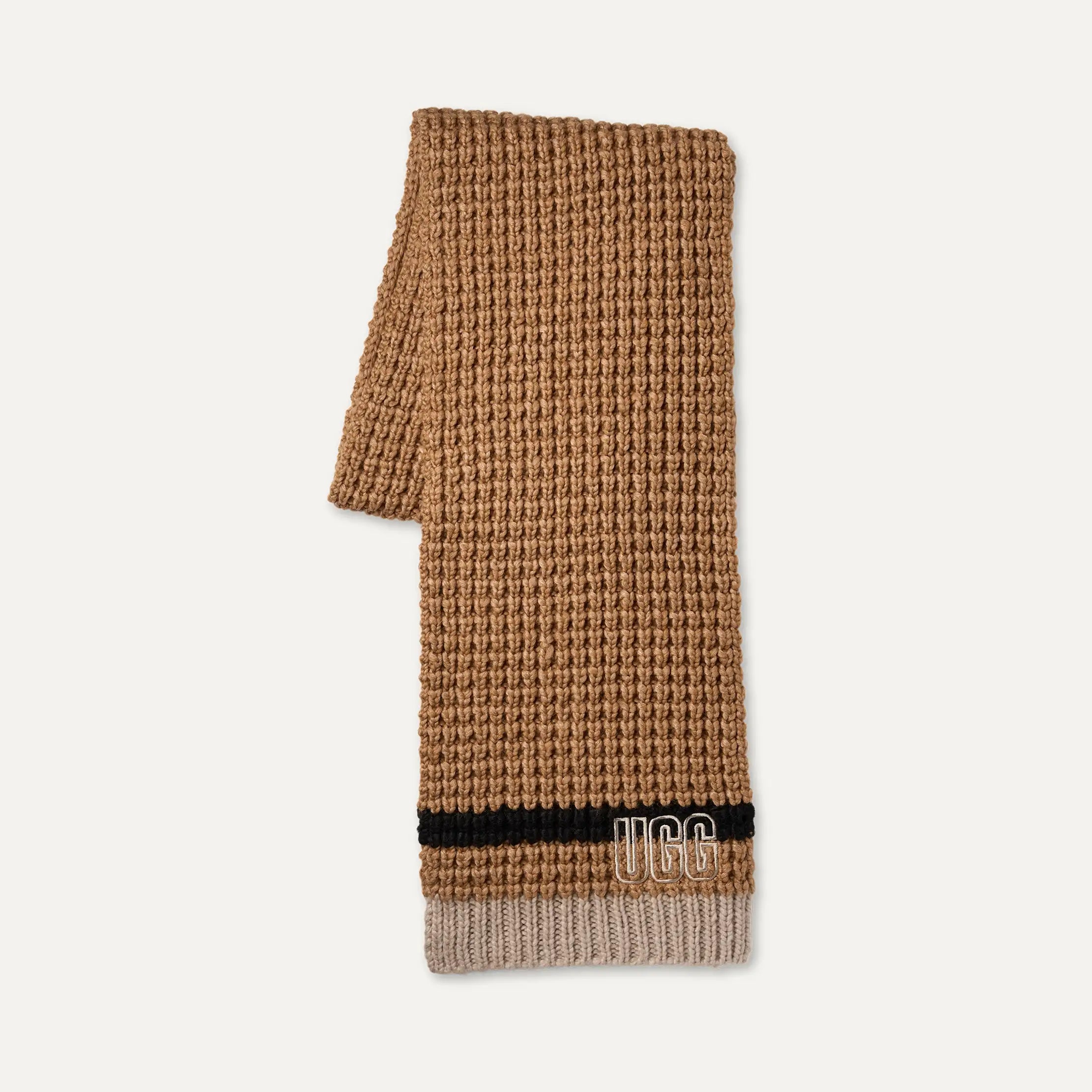 Men's Waffle Stripe Scarf - CHESTNUT MULTI