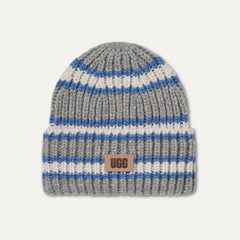 Kids' Chunky Rib Beanie - TURACO BLUE MULTI STRIPE