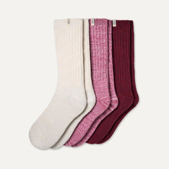 Women's Rib Knit Slouchy Crew 3 Pack - STRAWBERRY / CREAM / COFFEE BERRY