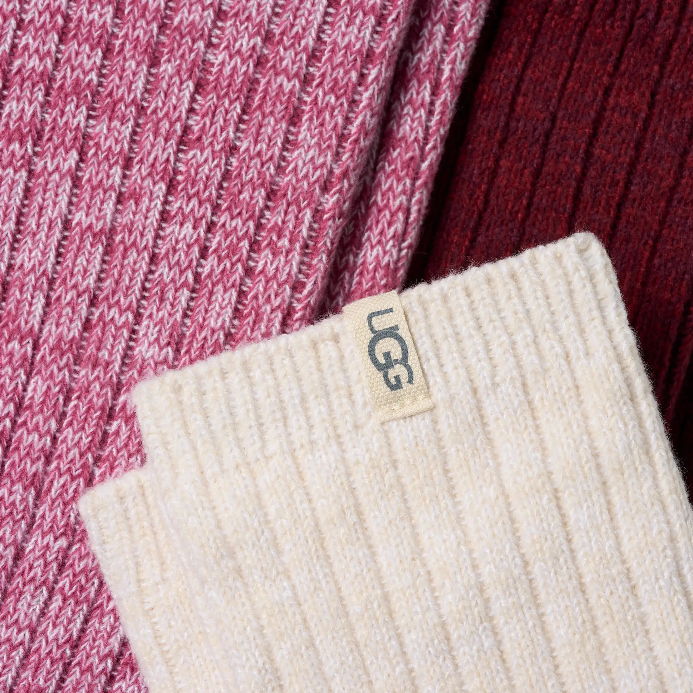 Women's Rib Knit Slouchy Crew 3 Pack - STRAWBERRY / CREAM / COFFEE BERRY