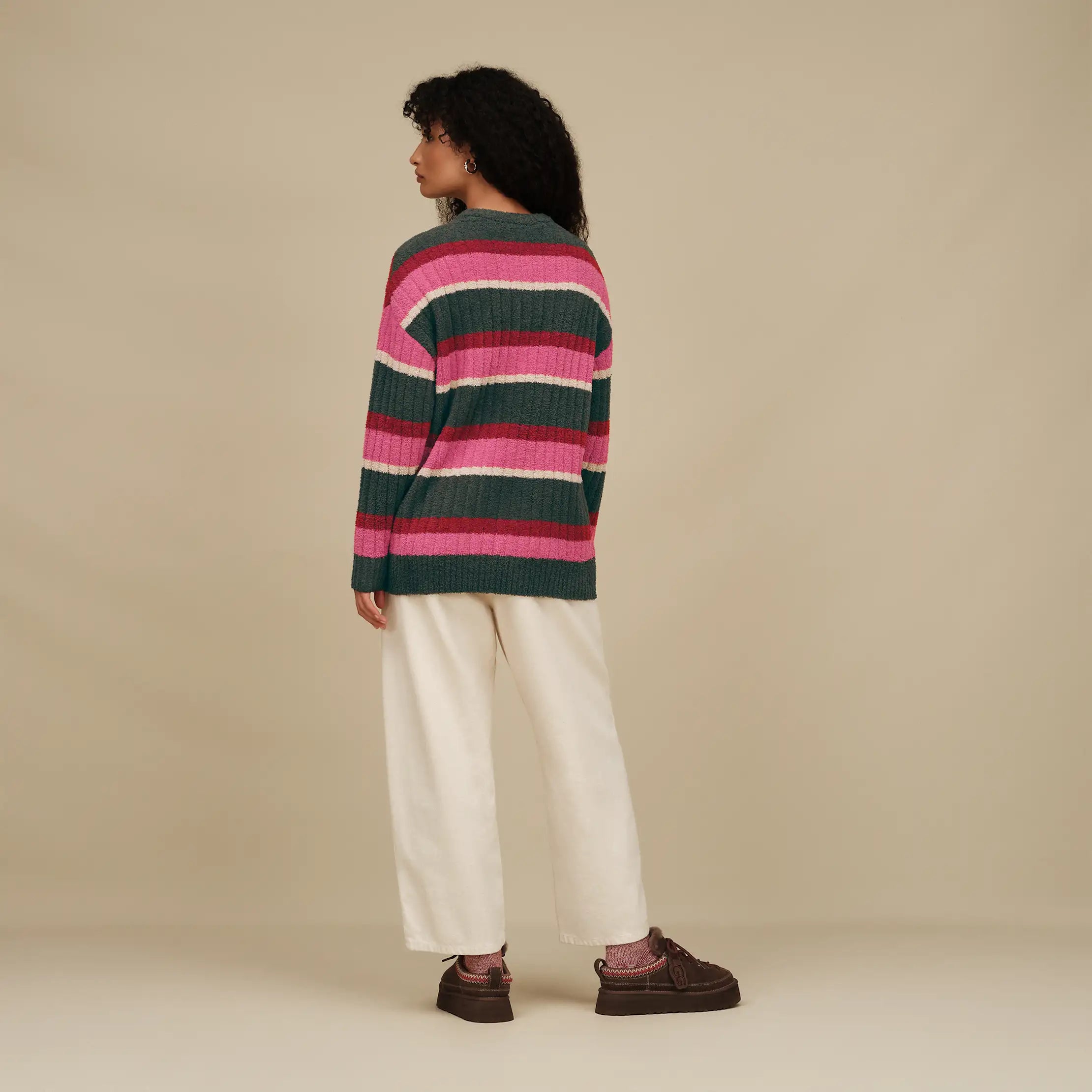 Women's Rib Knit Slouchy Quarter - COFFEE BERRY