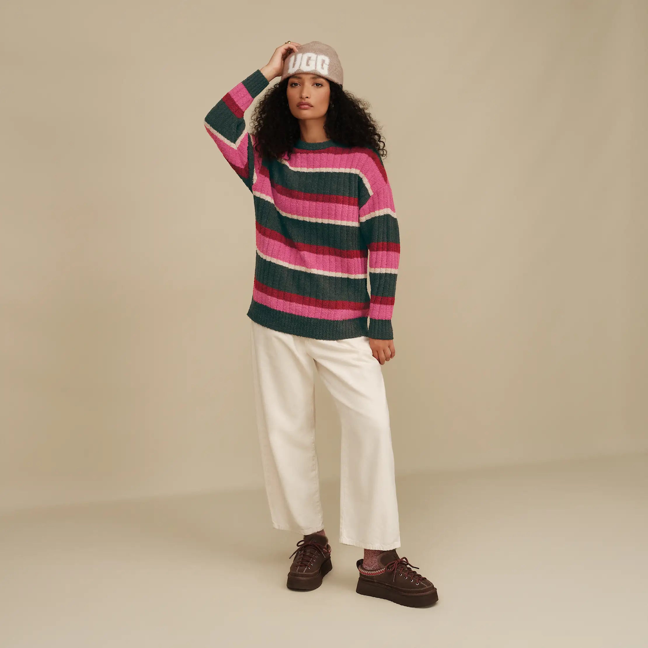 Women's Rib Knit Slouchy Quarter - COFFEE BERRY
