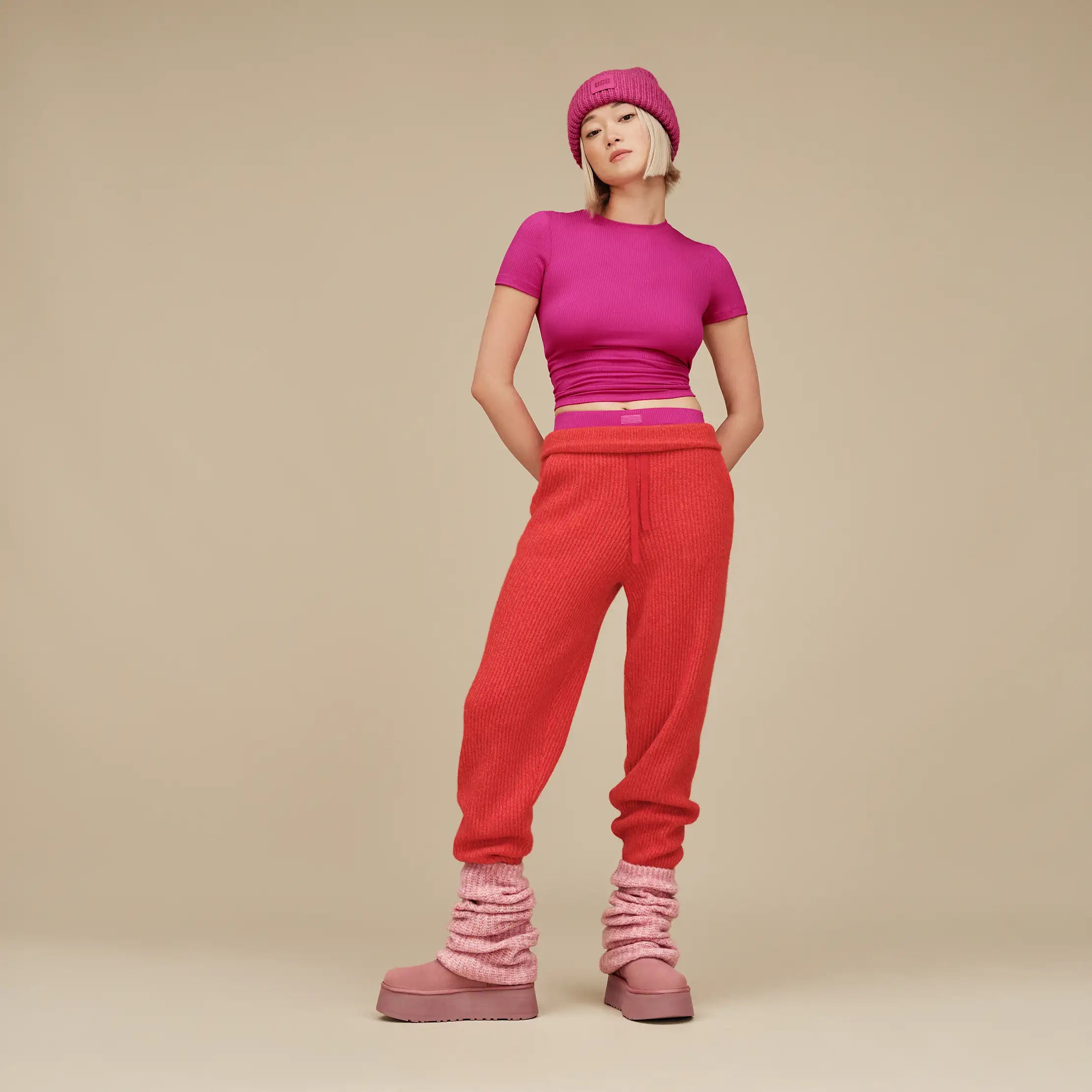 Women's Miriam Baby Tee Rib - CHROMA PINK