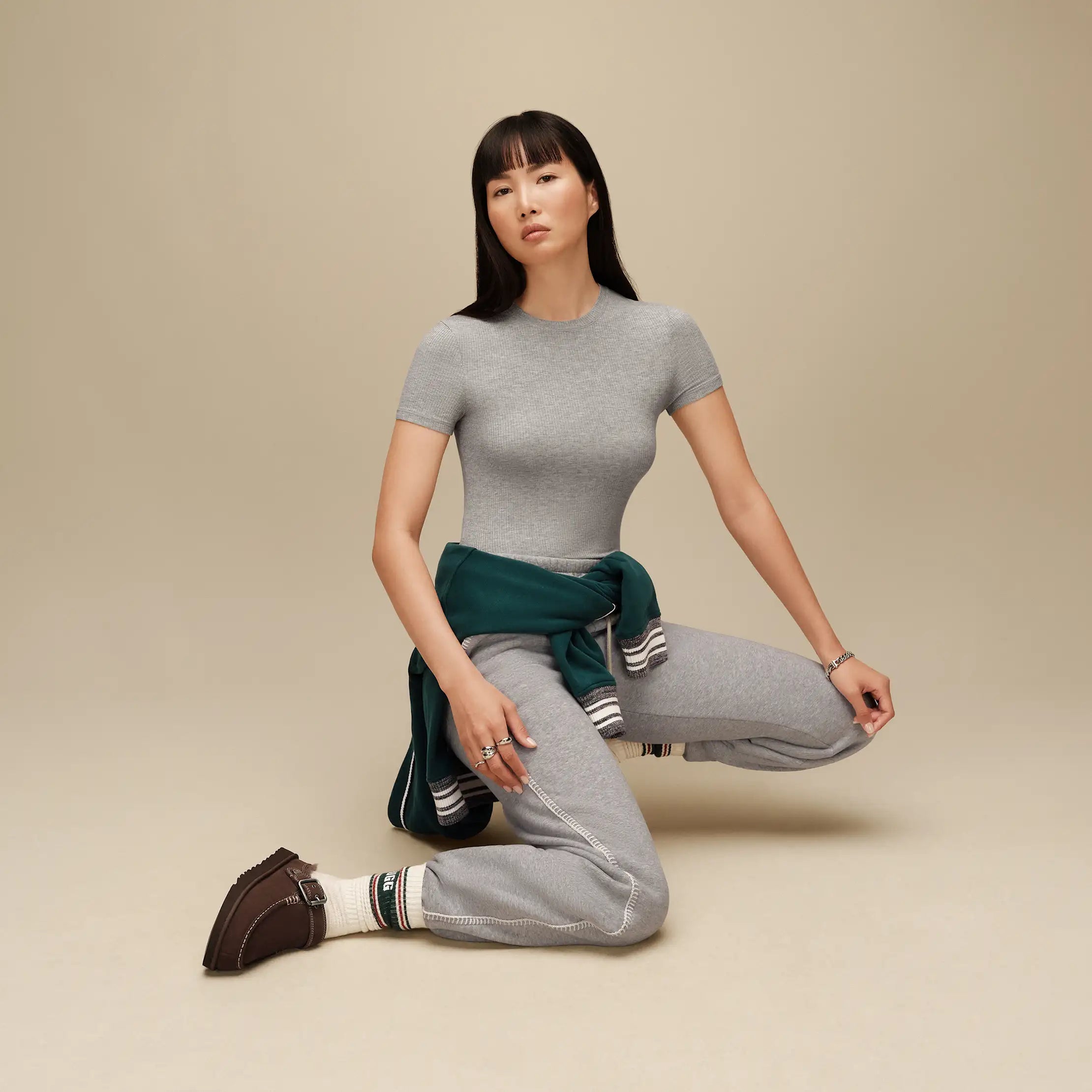 Women's Miriam Baby Tee Rib - GREY HEATHER