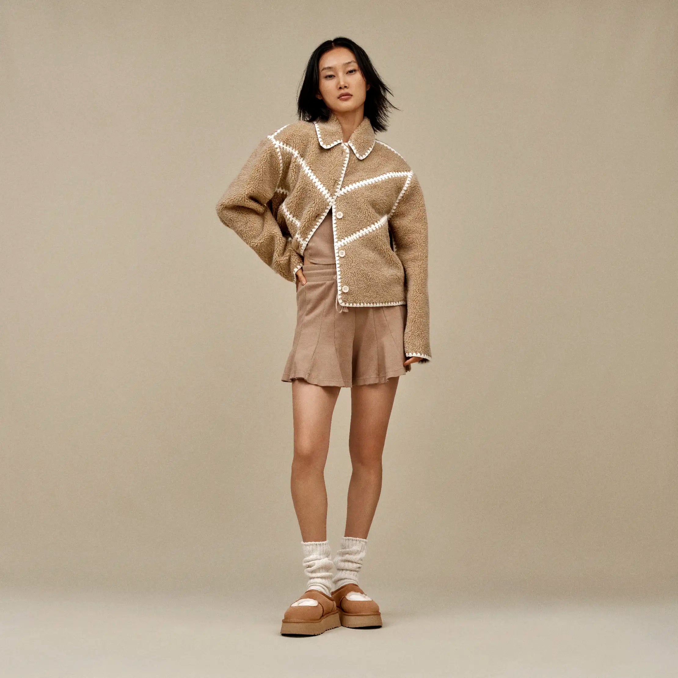 Ellison UGGfluff Shell Jacket - SAND HEATHER