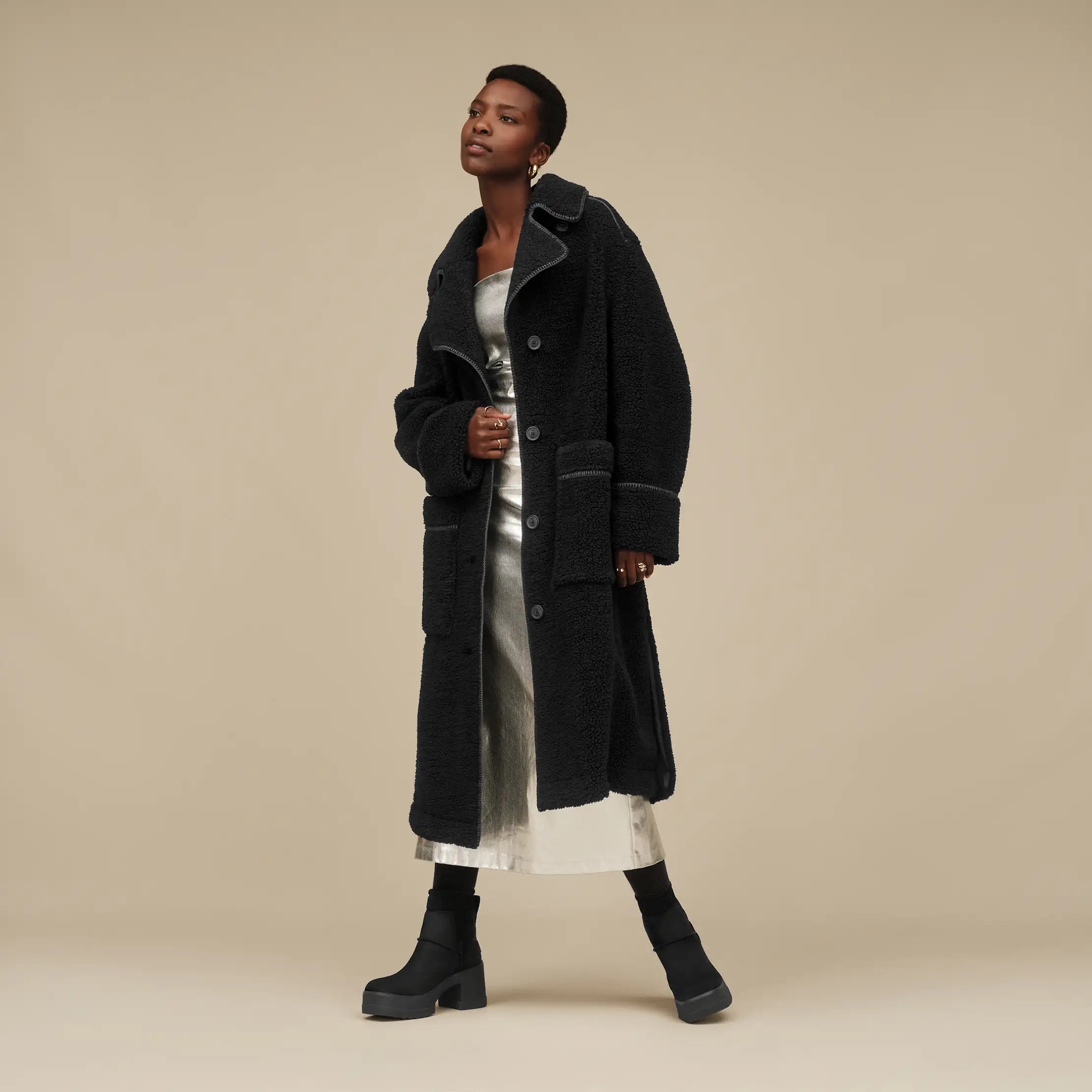 Women's Sema UGGfluff Coat - BLACK