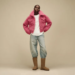 Women's Frankie Short Trucker Jacket - STRAWBERRY