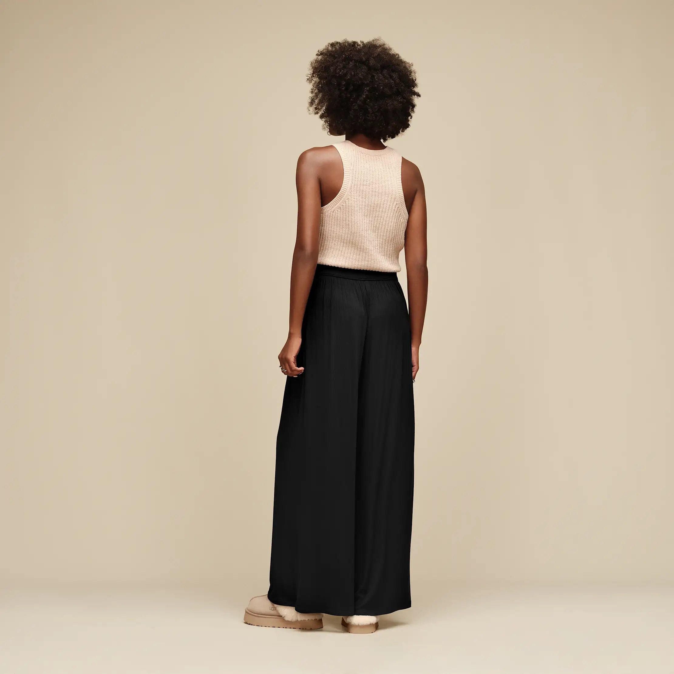 Women's Imogen Wide Leg Pant Rib - BLACK