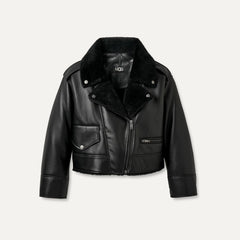 Women's Finnian LuxeFluff Moto Jacket - BLACK