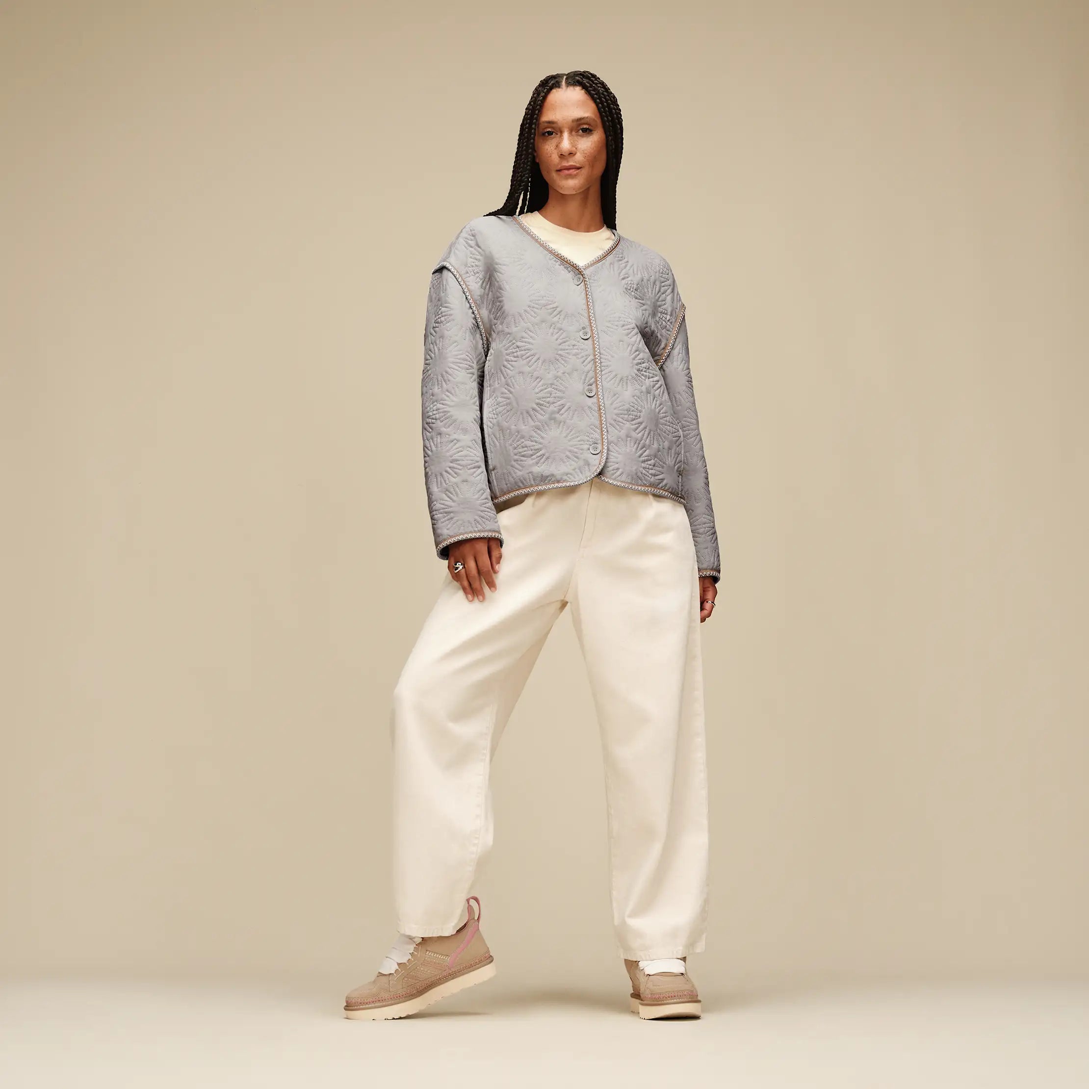 All Gender Sun Quilted Jacket - LIGHT GREY