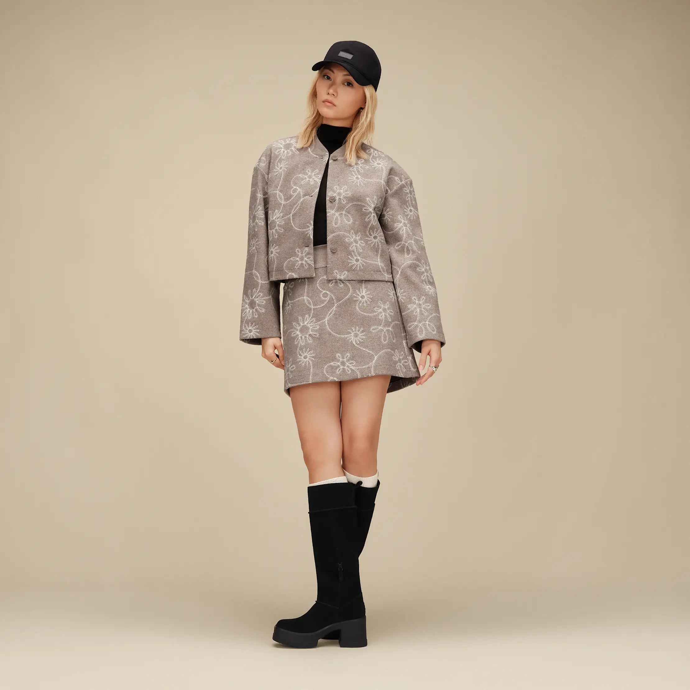 Women's Botanic Embroidered Jacket - OYSTER HEATHER