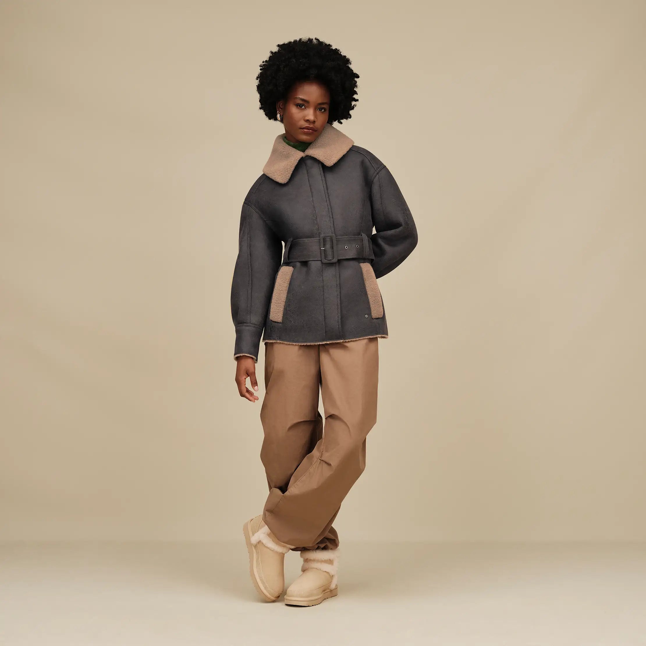 Women's Ensily Belted Jacket - OBSIDIAN
