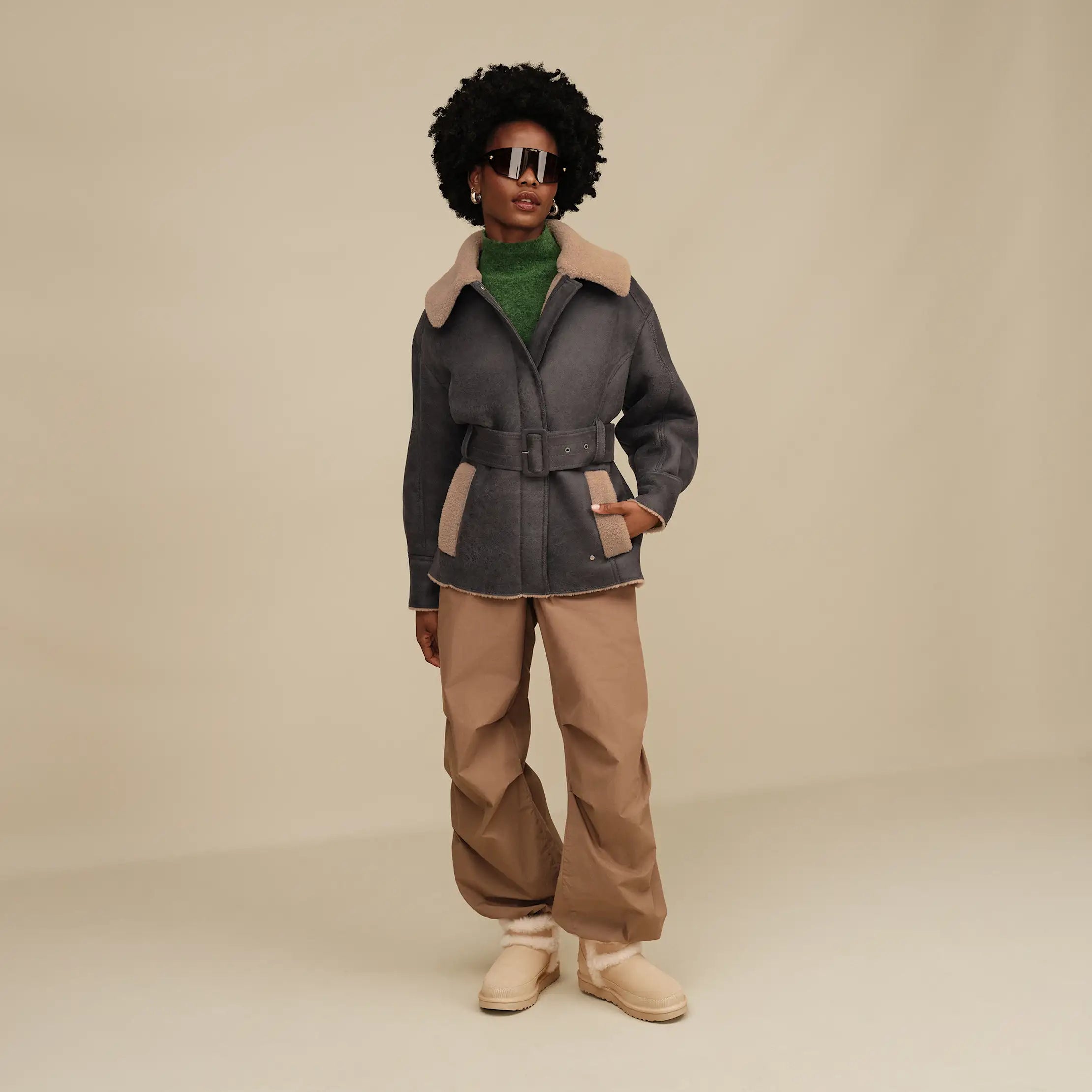 Women's Ensily Belted Jacket - OBSIDIAN