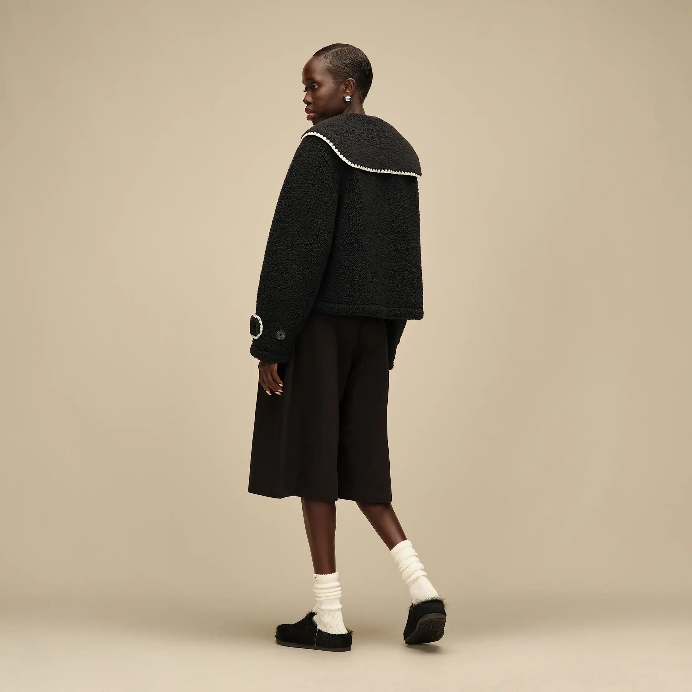 Women's Nikia Collared Jacket - BLACK