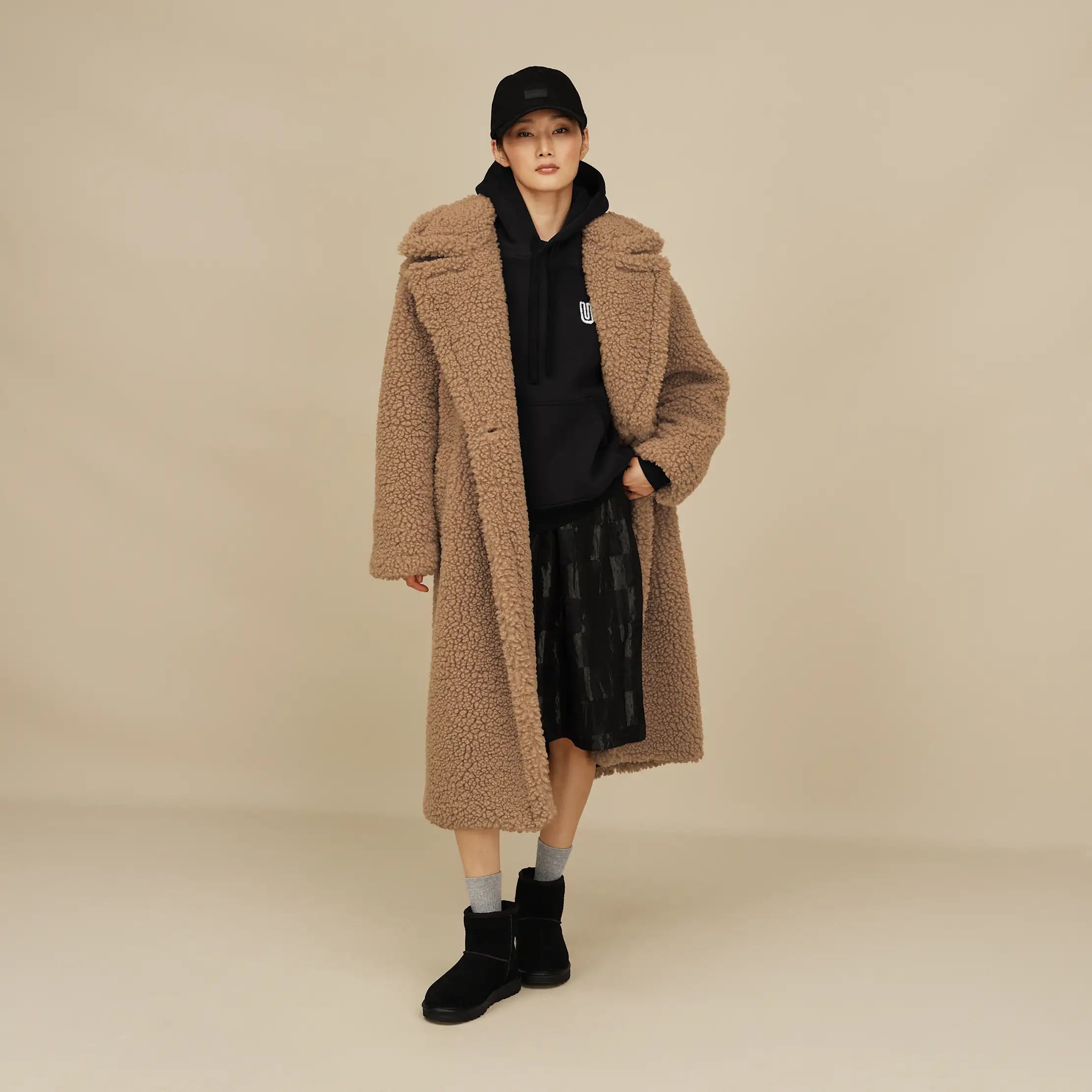Women's Gertrude Long Teddy Coat II - SAND
