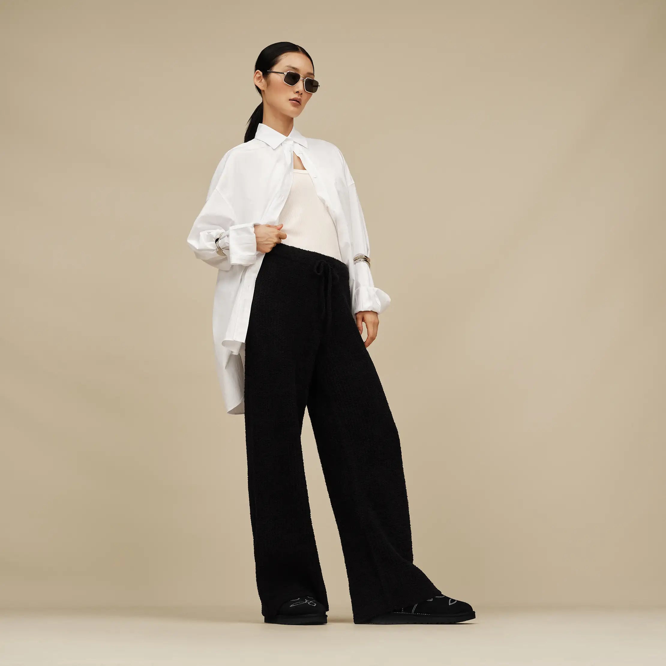 Women's Couria Straight-Leg Rib Pant - BLACK
