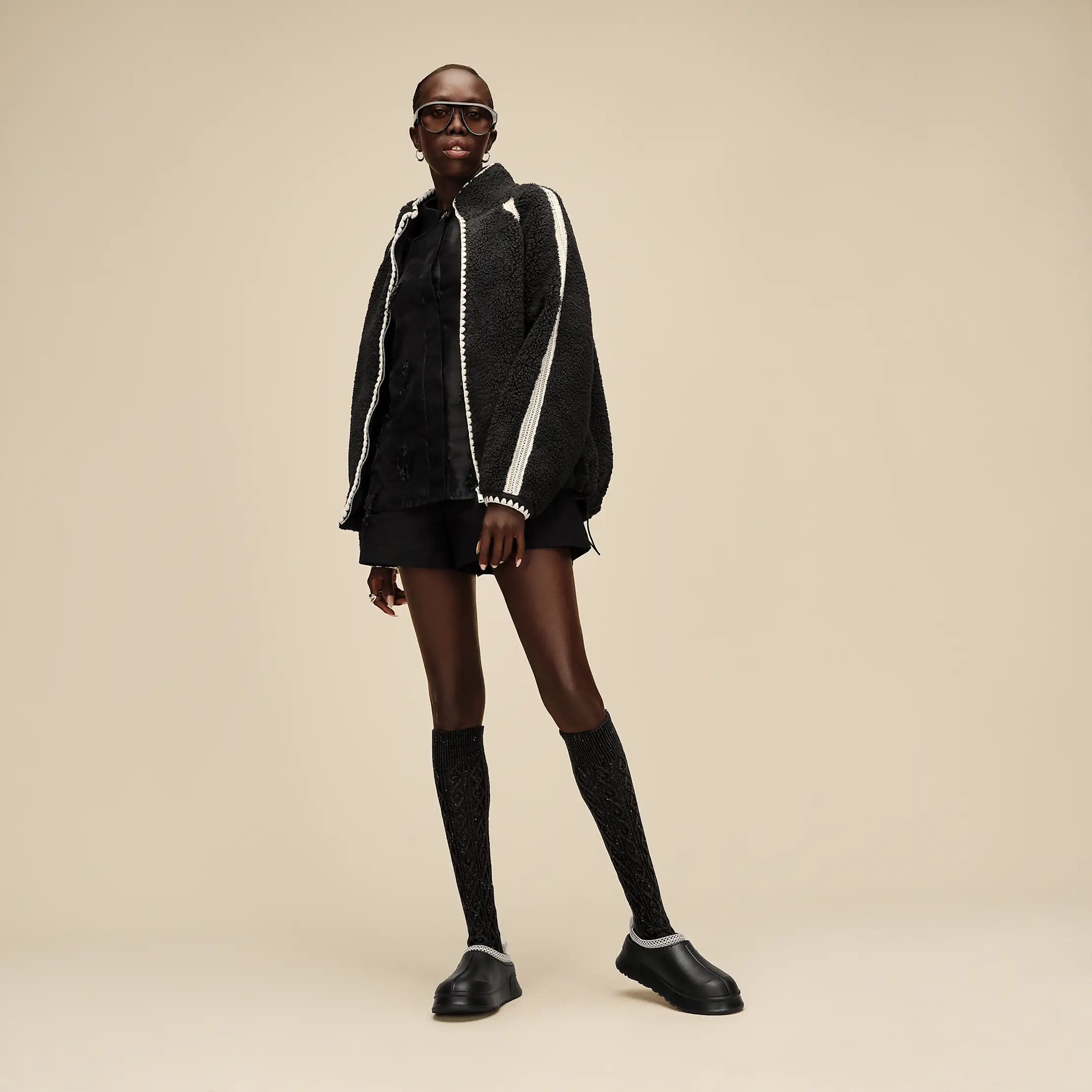 Women's Rensa Cable Knit Knee High - BLACK