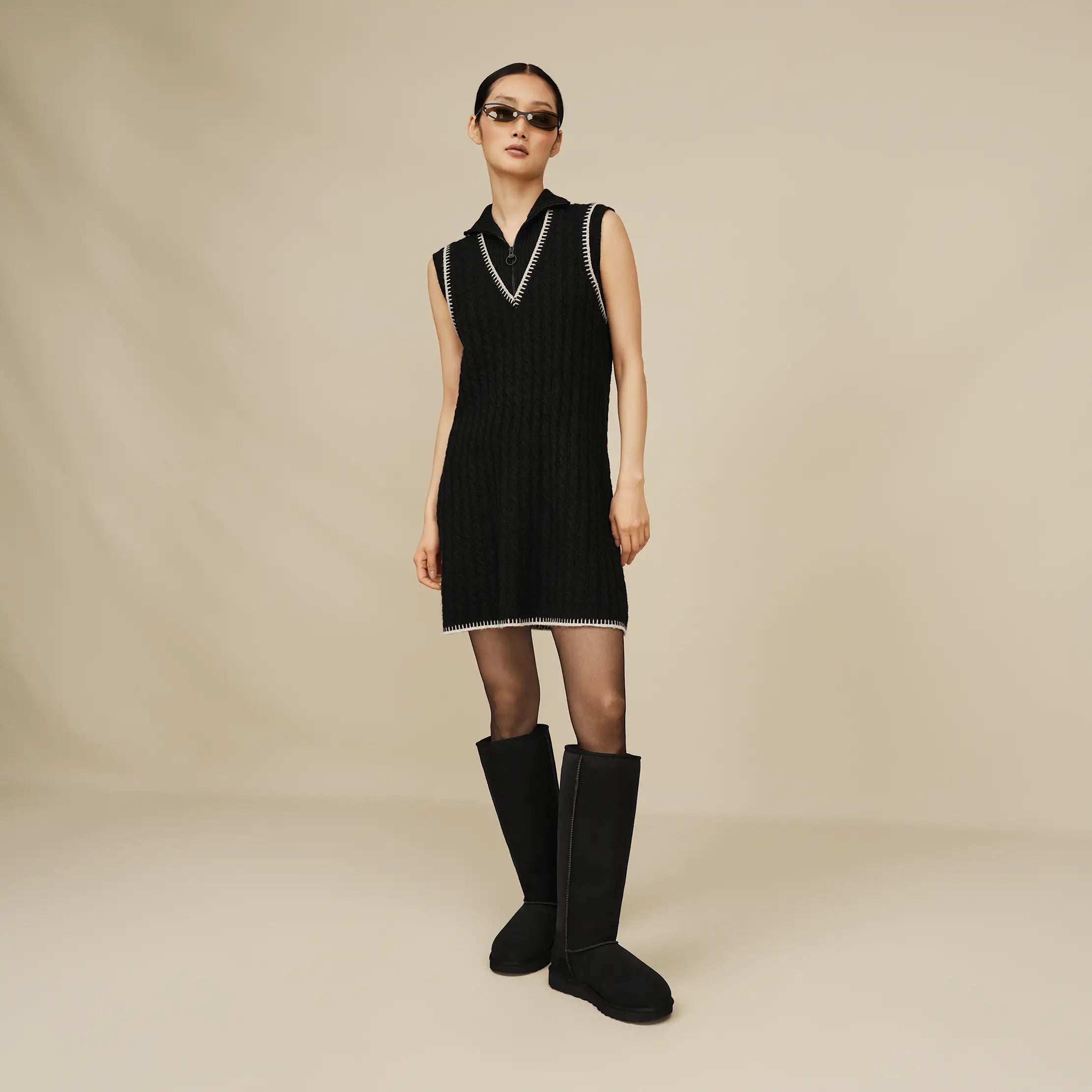 Women's Rylynn Quarter-Zip Dress - BLACK