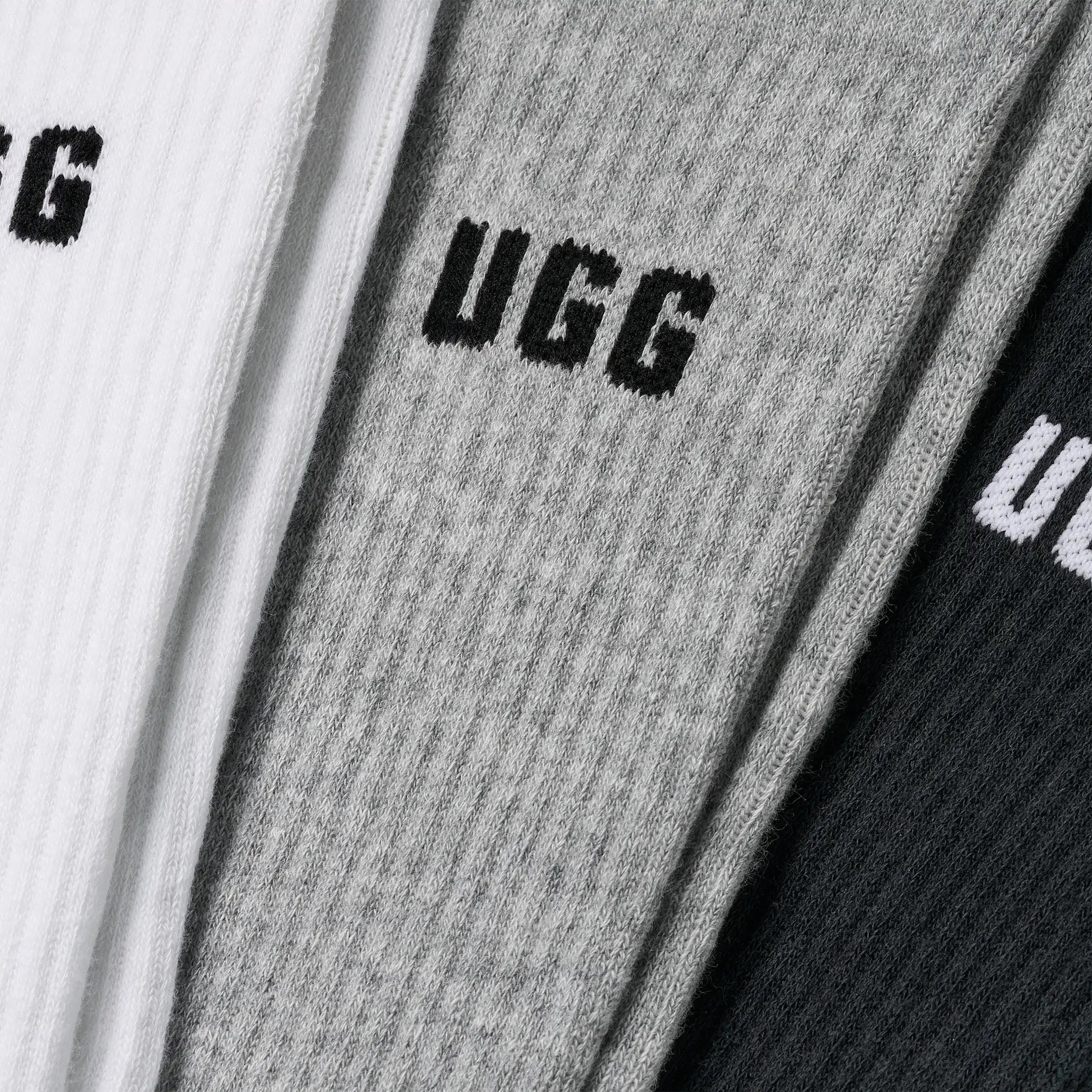 Men's Leander Logo Crew 3 Pack - WHITE / GREY / BLACK