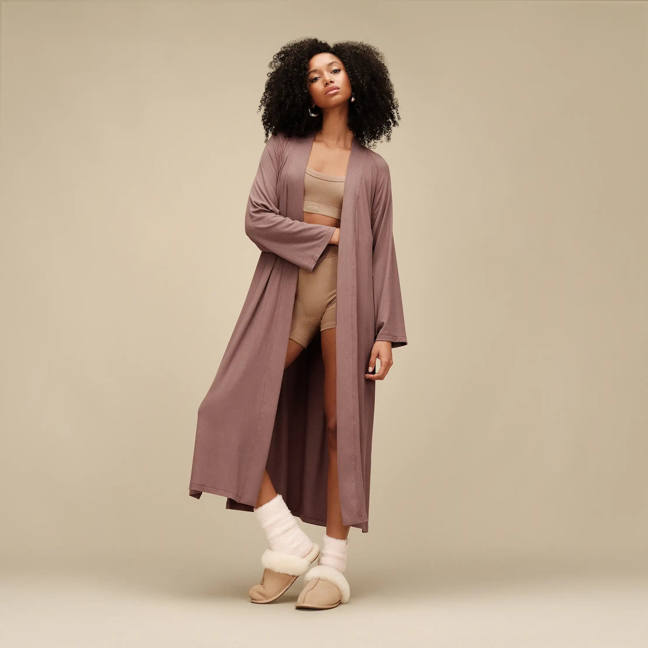 Women's Myra Rib Robe - ALLSPICE