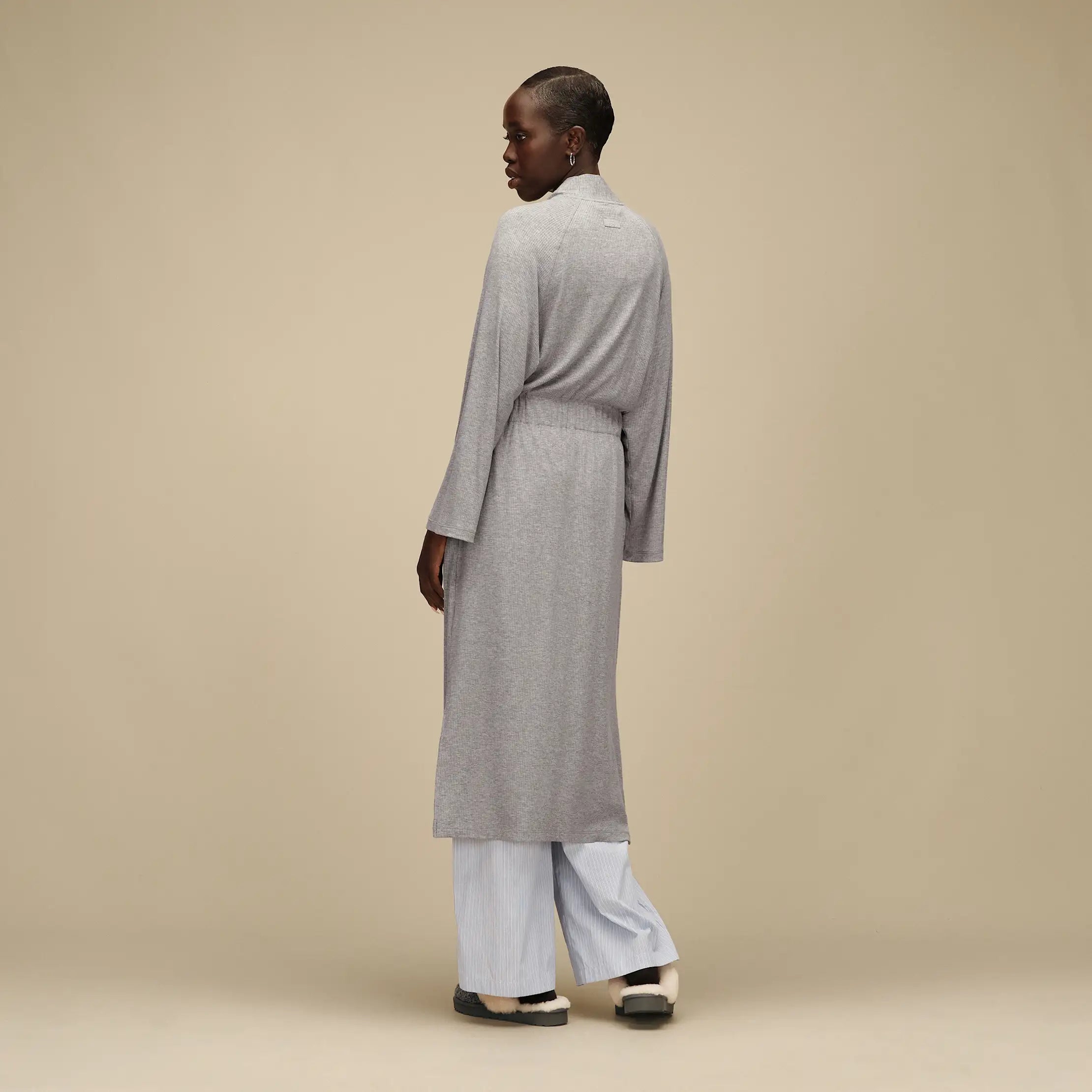 Women's Myra Rib Robe - GREY HEATHER