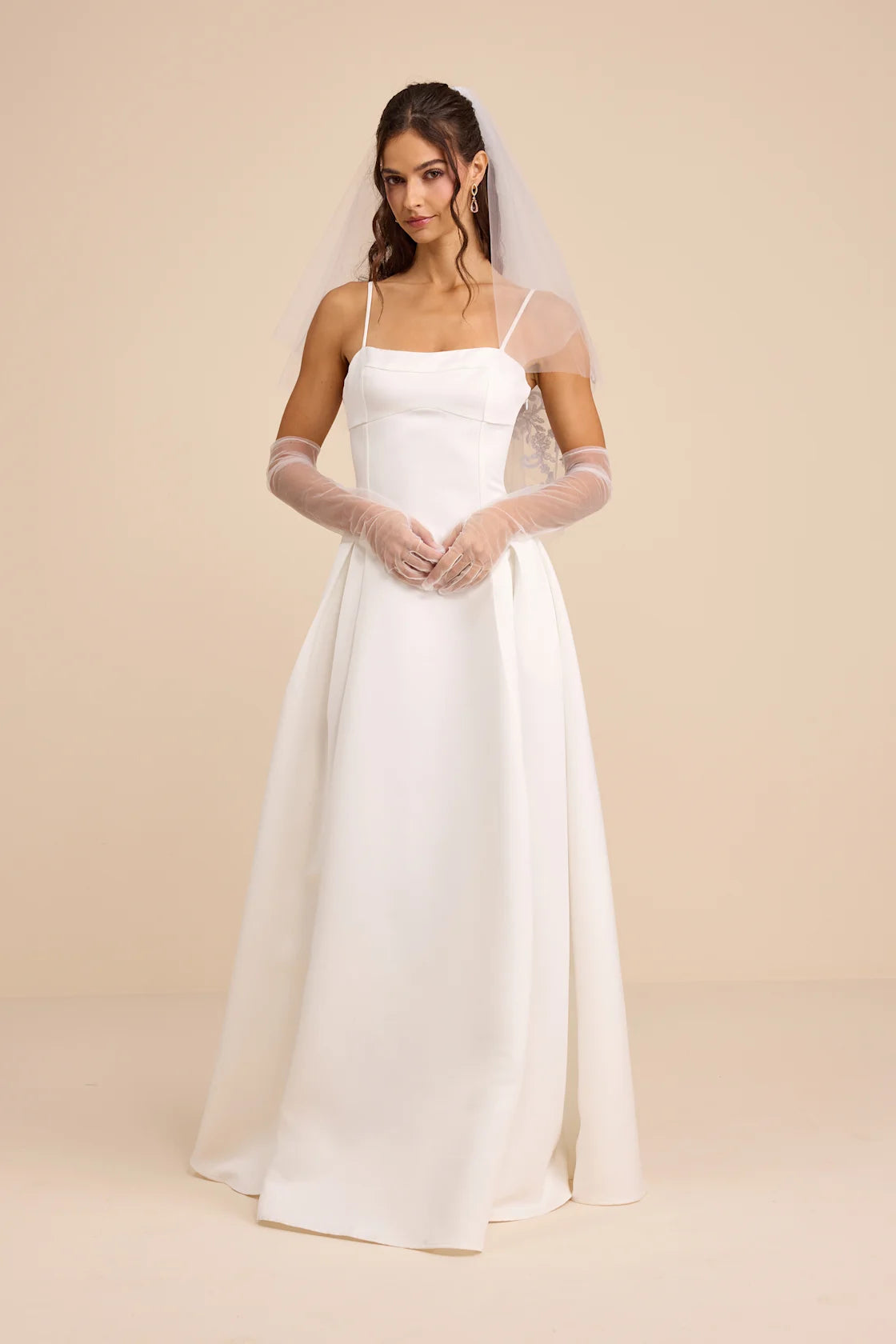 Annissa White Taffeta Drop Waist Lace-Up Maxi Dress
