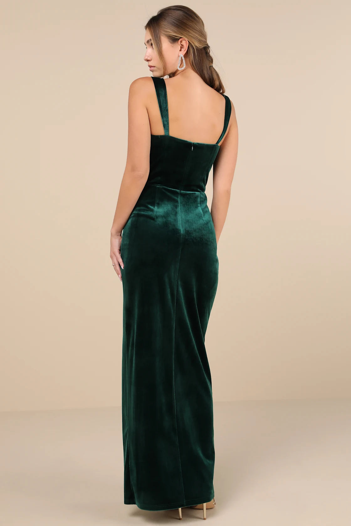 Pristine Luxury Dark Berry Velvet Bustier Maxi Dress