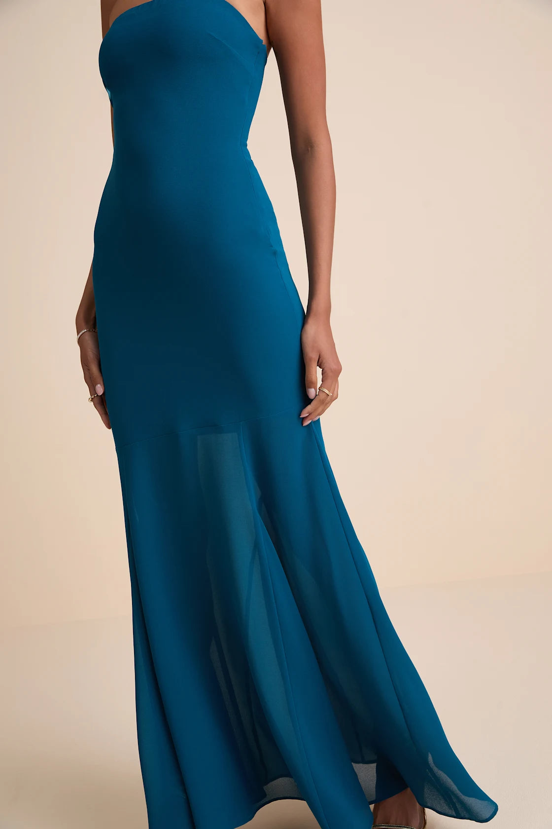 Cherette Dark Teal Strapless Maxi Dress
