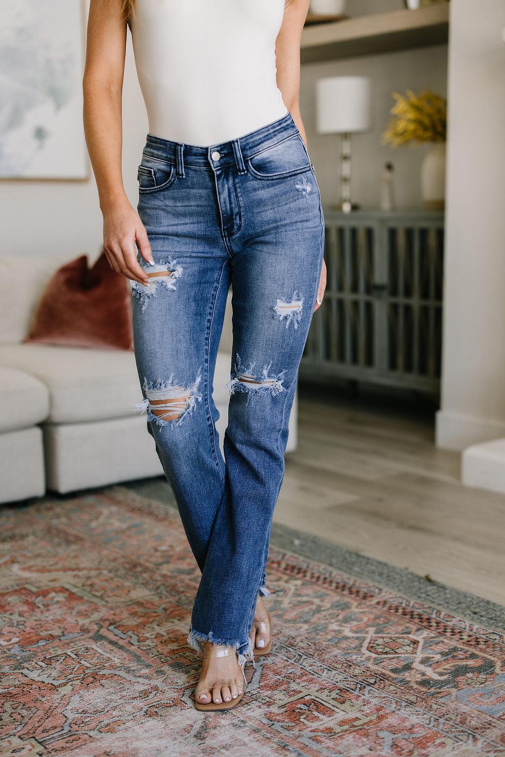 Destroyed Straight Jeans