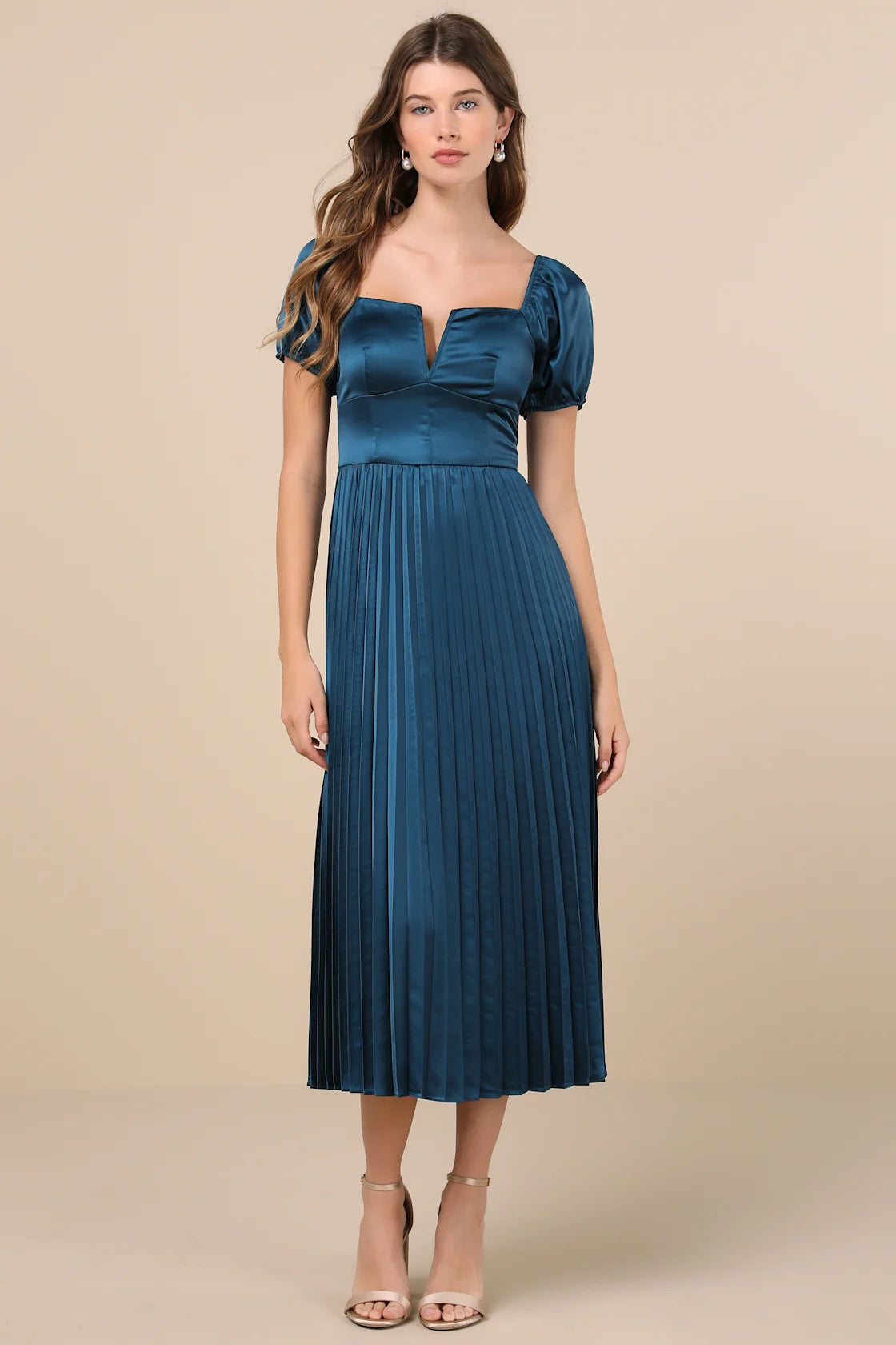 Flawless Forever Dark Purple Satin Pleated Midi Dress