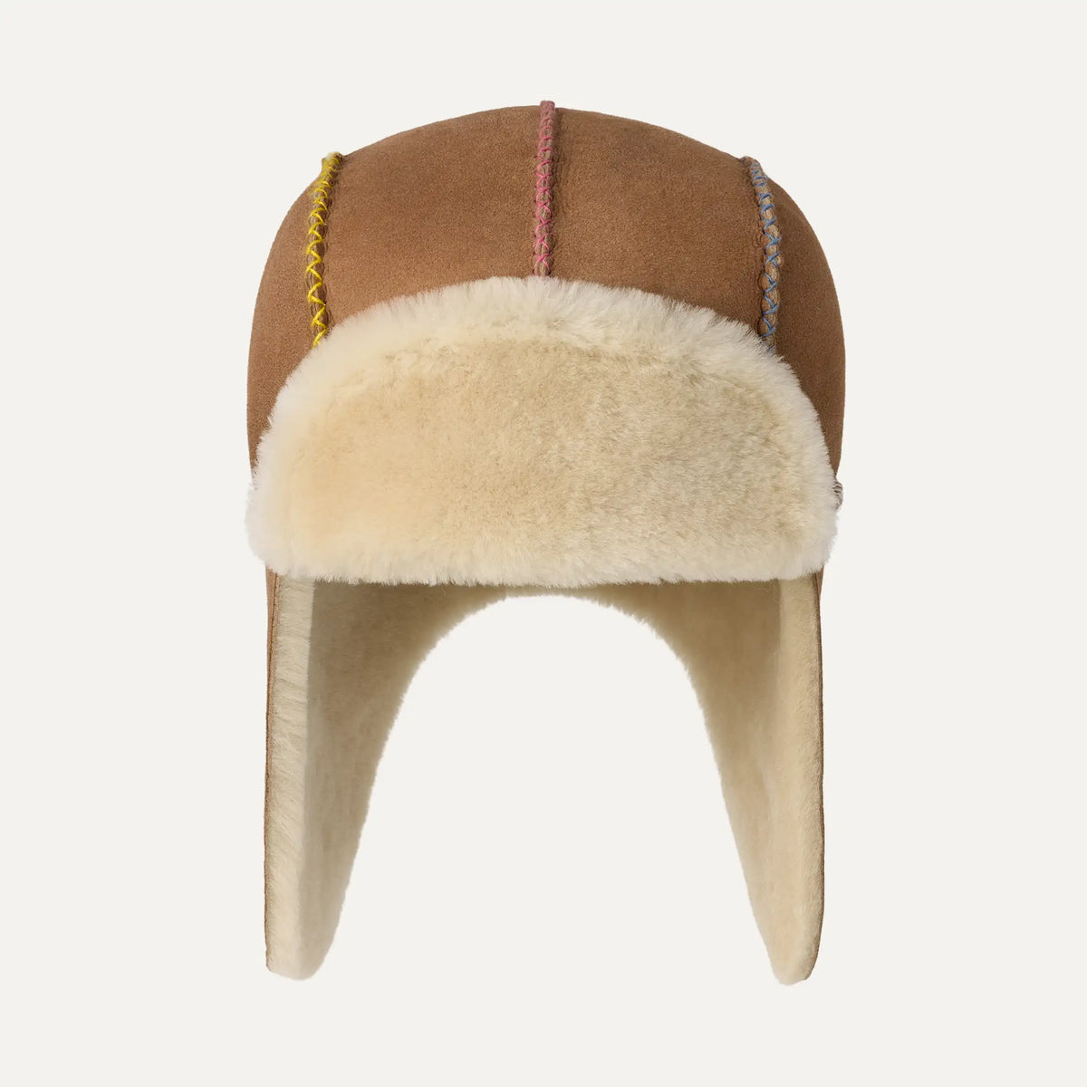 Kids' Sheepskin Trapper with Stitch - CHESTNUT MULTI