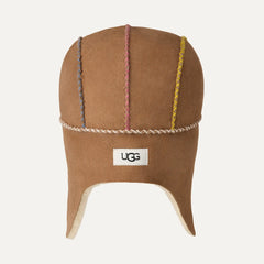 Kids' Sheepskin Trapper with Stitch - CHESTNUT MULTI