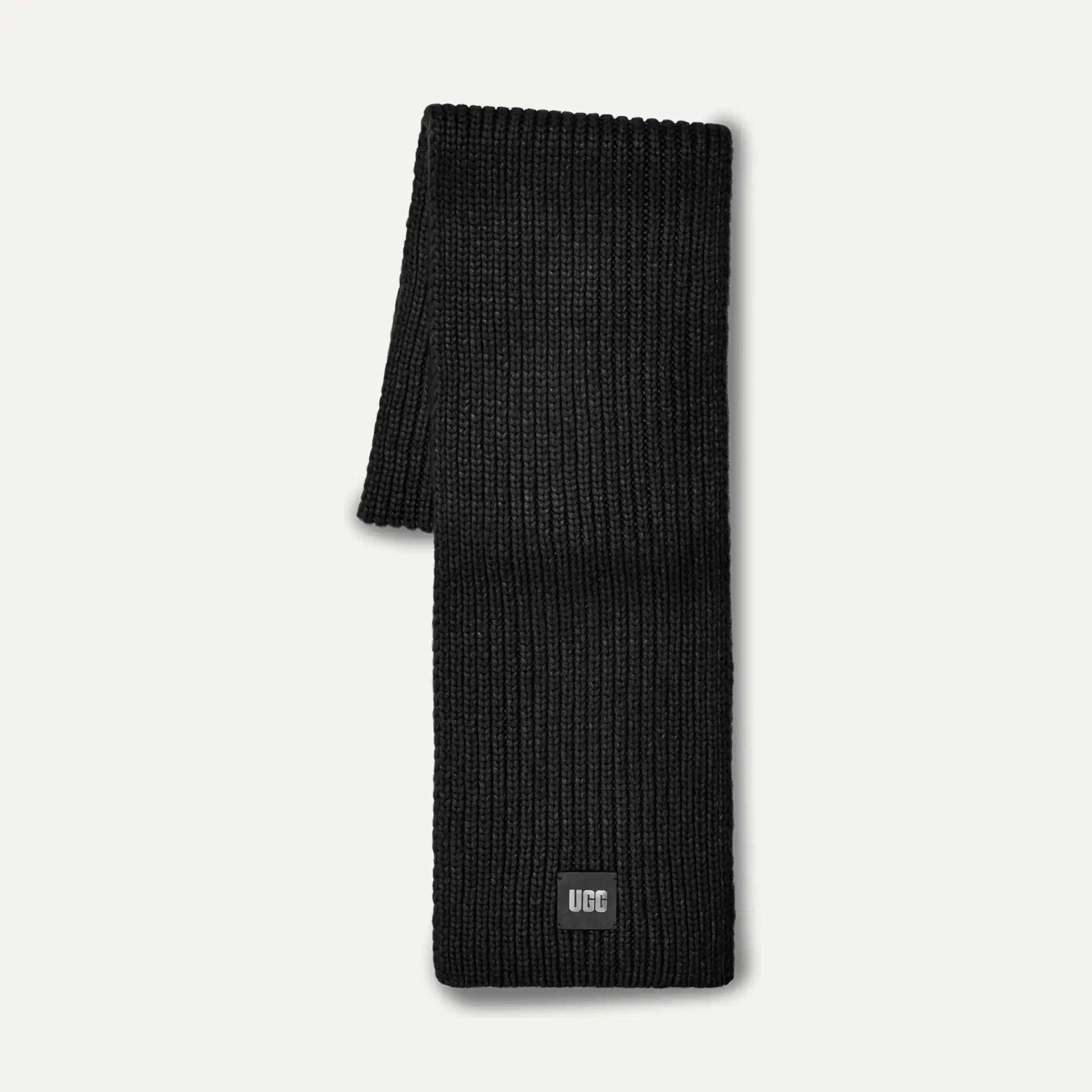 Women's Chunky Rib Knit Scarf - BLACK