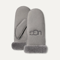 Women's Sheepskin Embroider Mitten - ANCHOR GREY