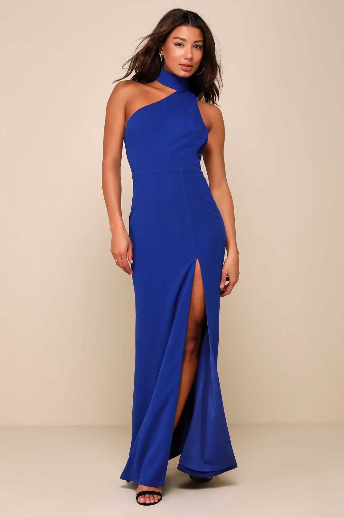 Keep It Interesting Green Asymmetrical Cutout Halter Maxi Dress
