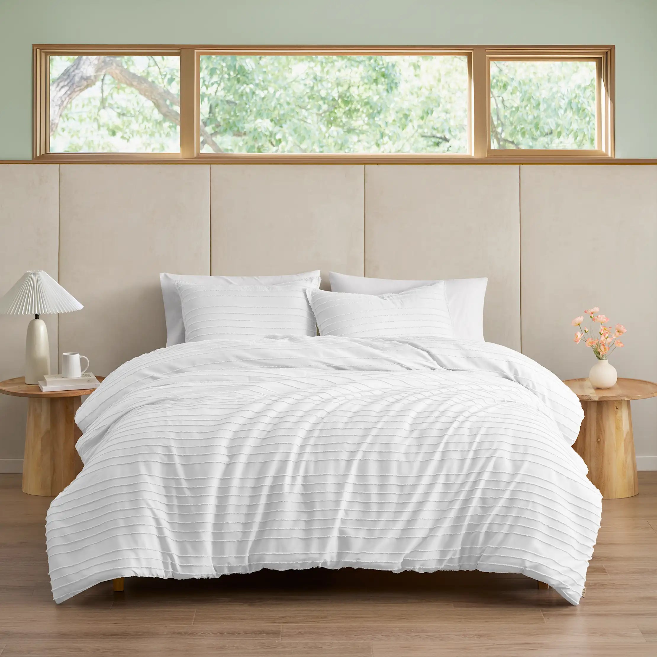 Home Devon Comforter Set Full/Queen - BRIGHT WHITE TEXTURE STRIPE