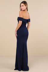 Elegant Perception Hunter Green Off-the-Shoulder Bow Maxi Dress