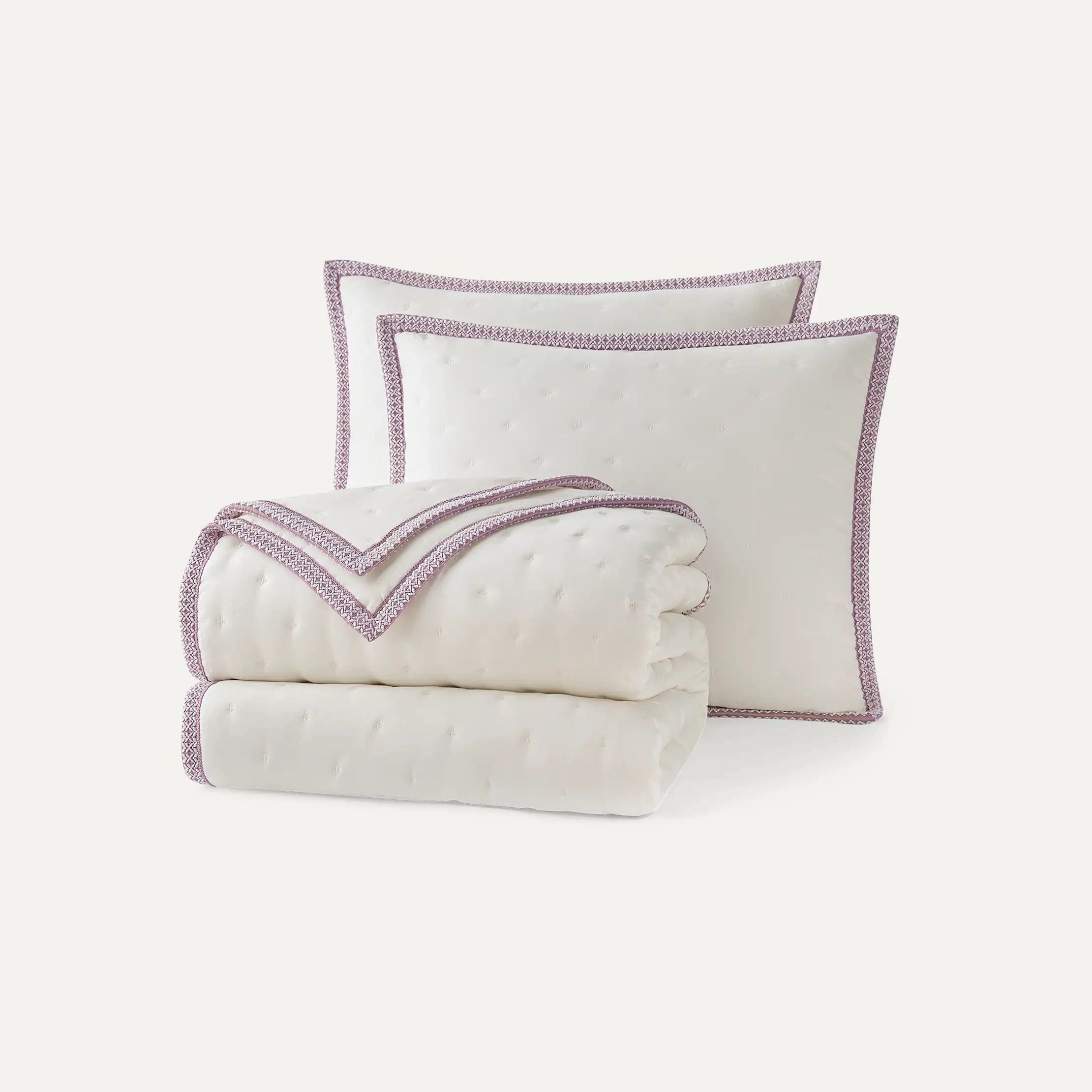 Home Devon UGGbraid Quilt Set F/Q - SNOW / DUSTY ORCHID