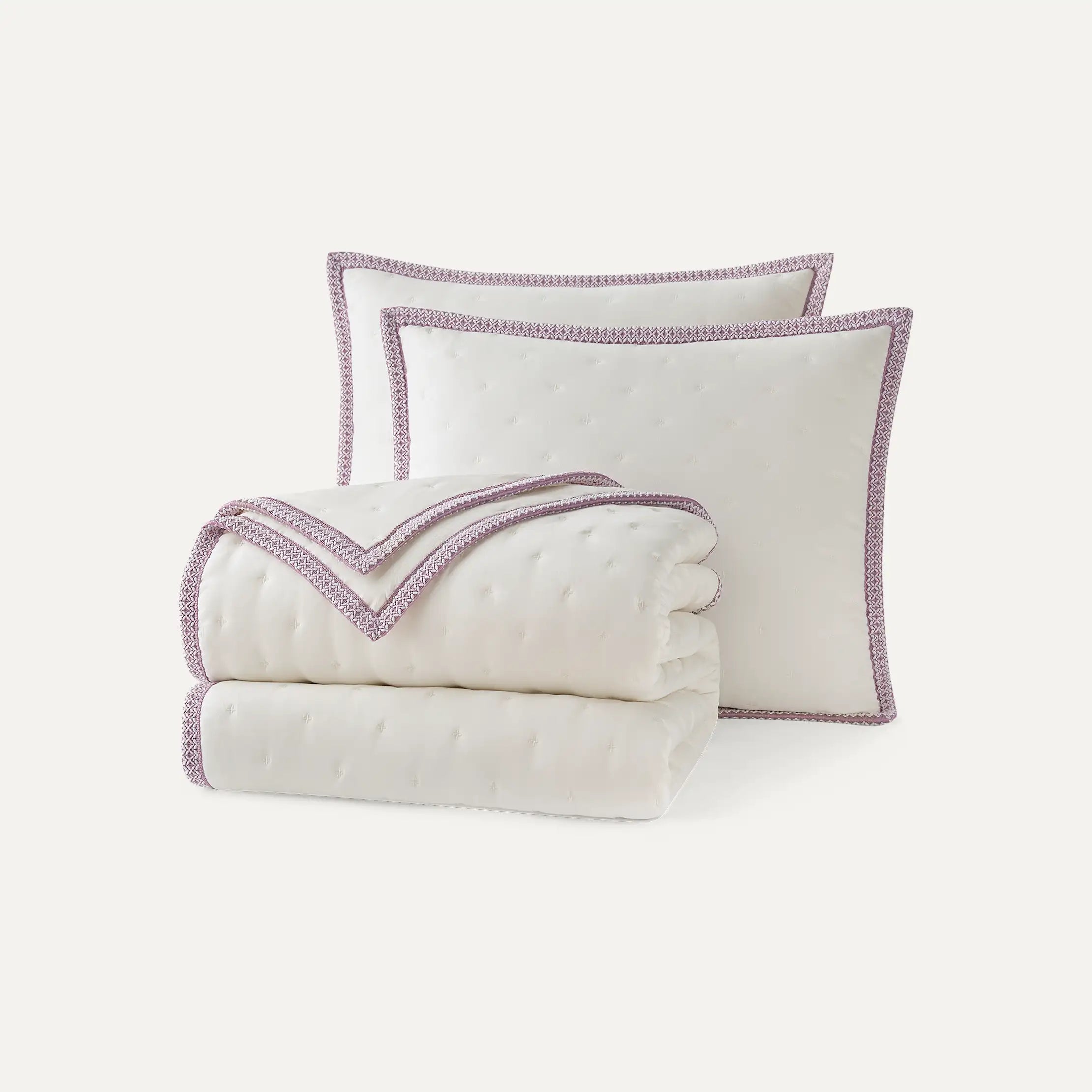 Home Devon UGGbraid Quilt Set King - SNOW / DUSTY ORCHID