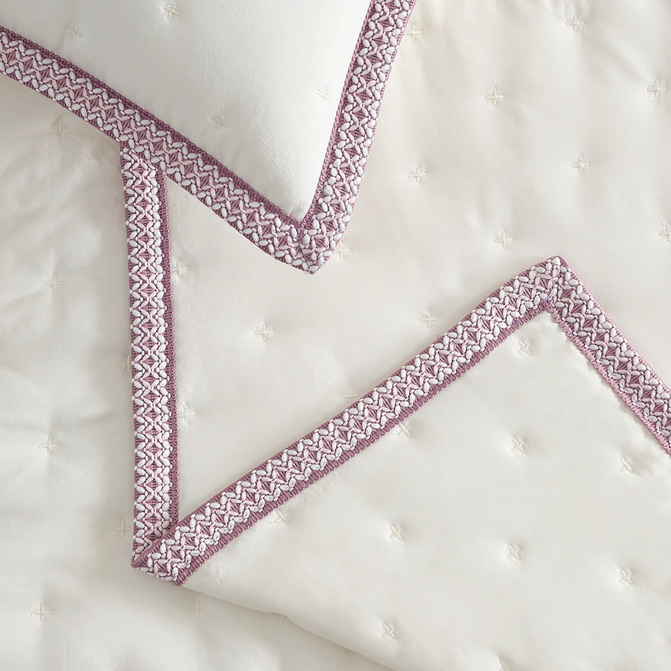 Home Devon UGGbraid Quilt Set King - SNOW / DUSTY ORCHID