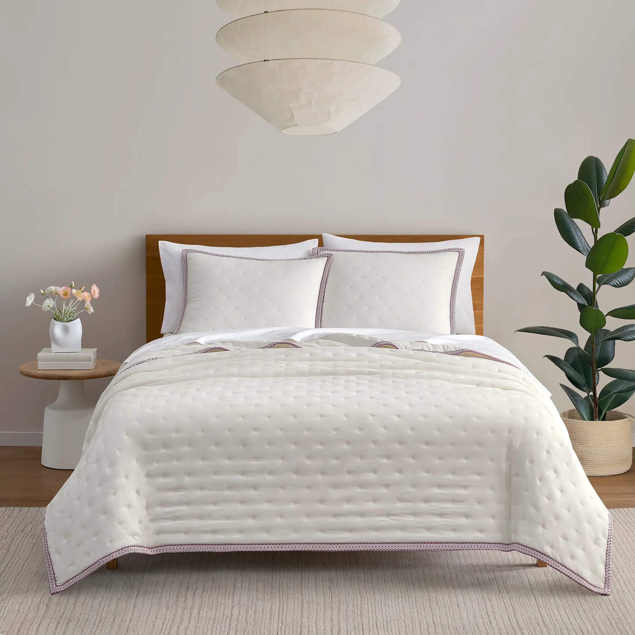 Home Devon UGGbraid Quilt Set King - SNOW / DUSTY ORCHID