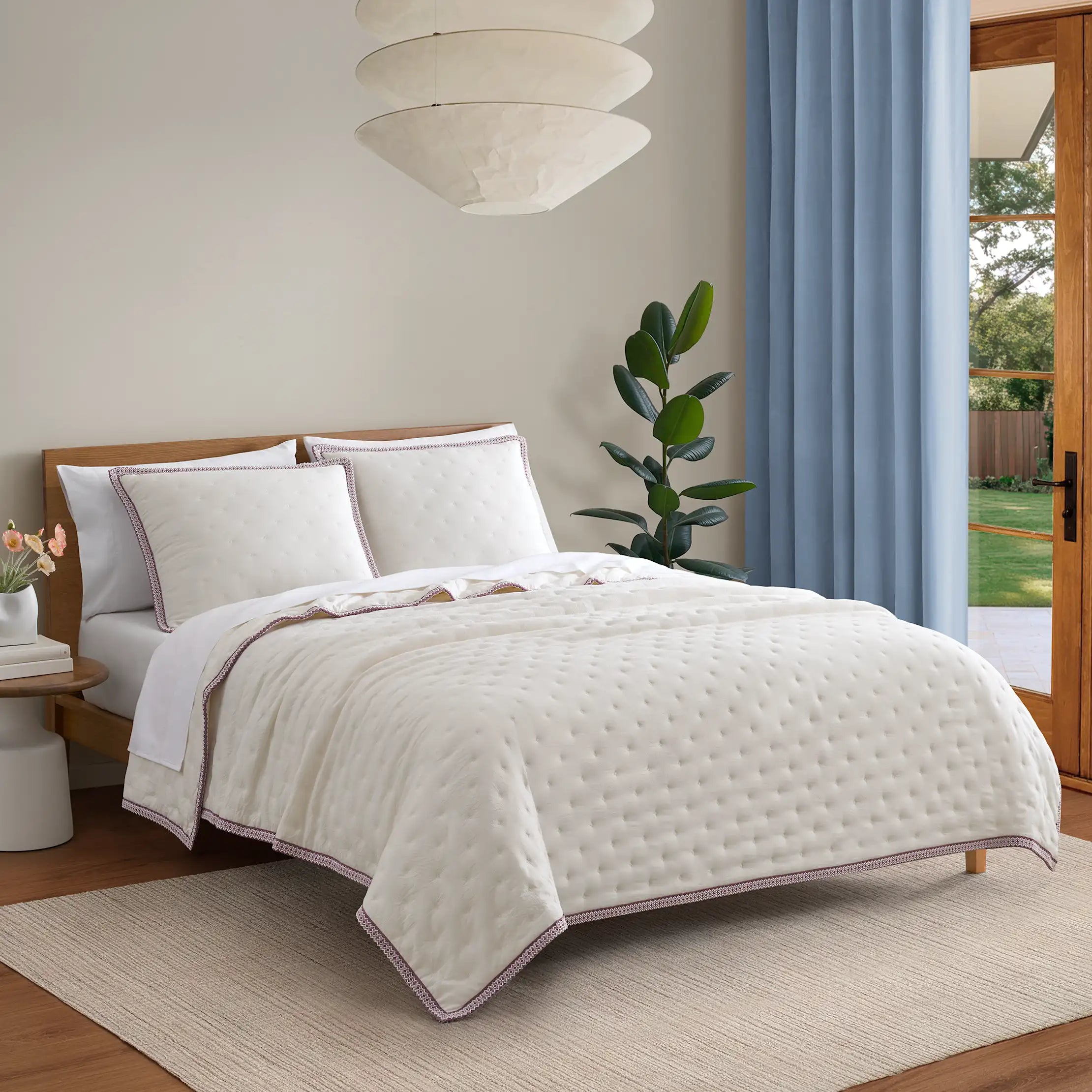 Home Devon UGGbraid Quilt Set King - SNOW / DUSTY ORCHID