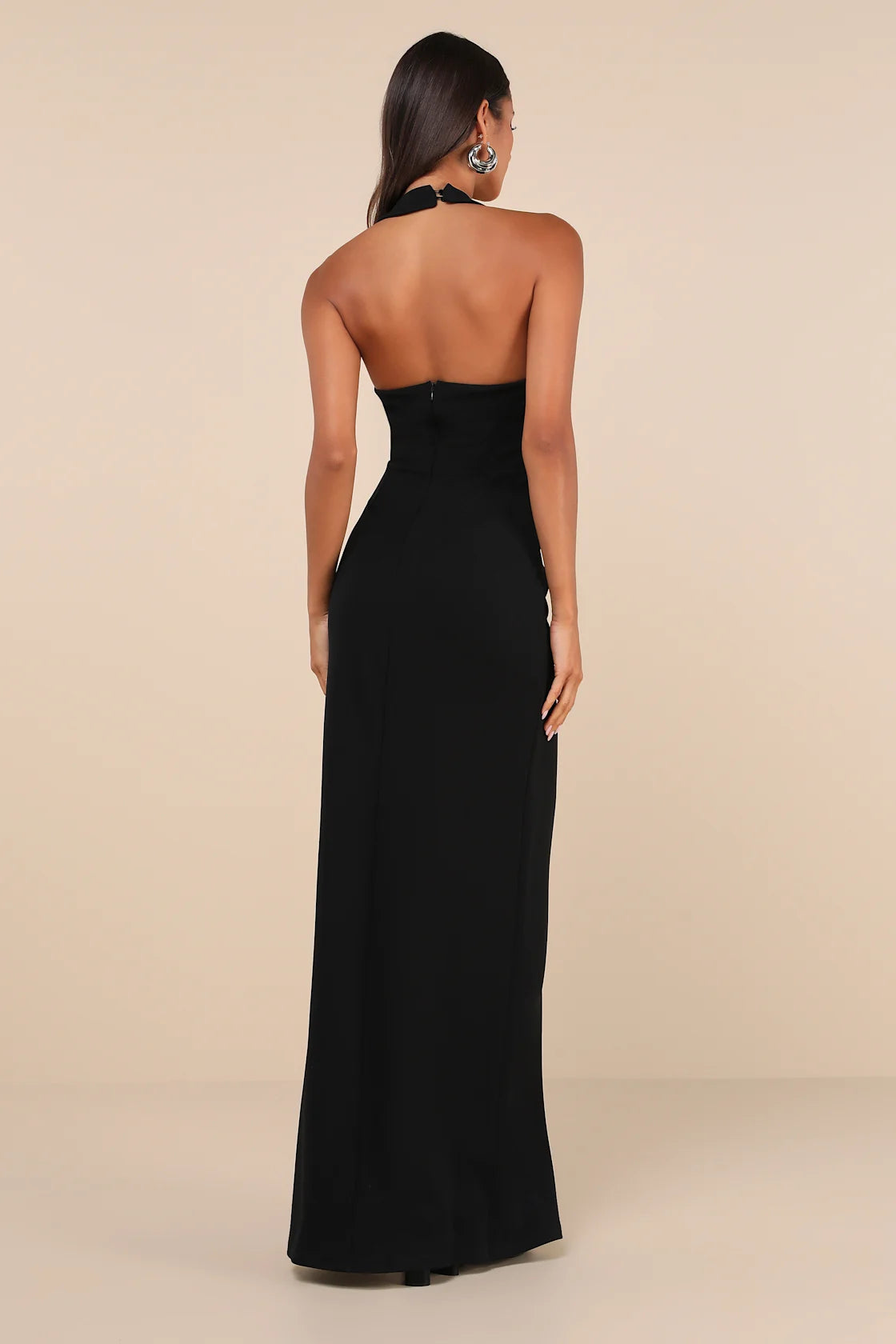Unforgettable Rust Red Asymmetrical Halter Maxi Dress