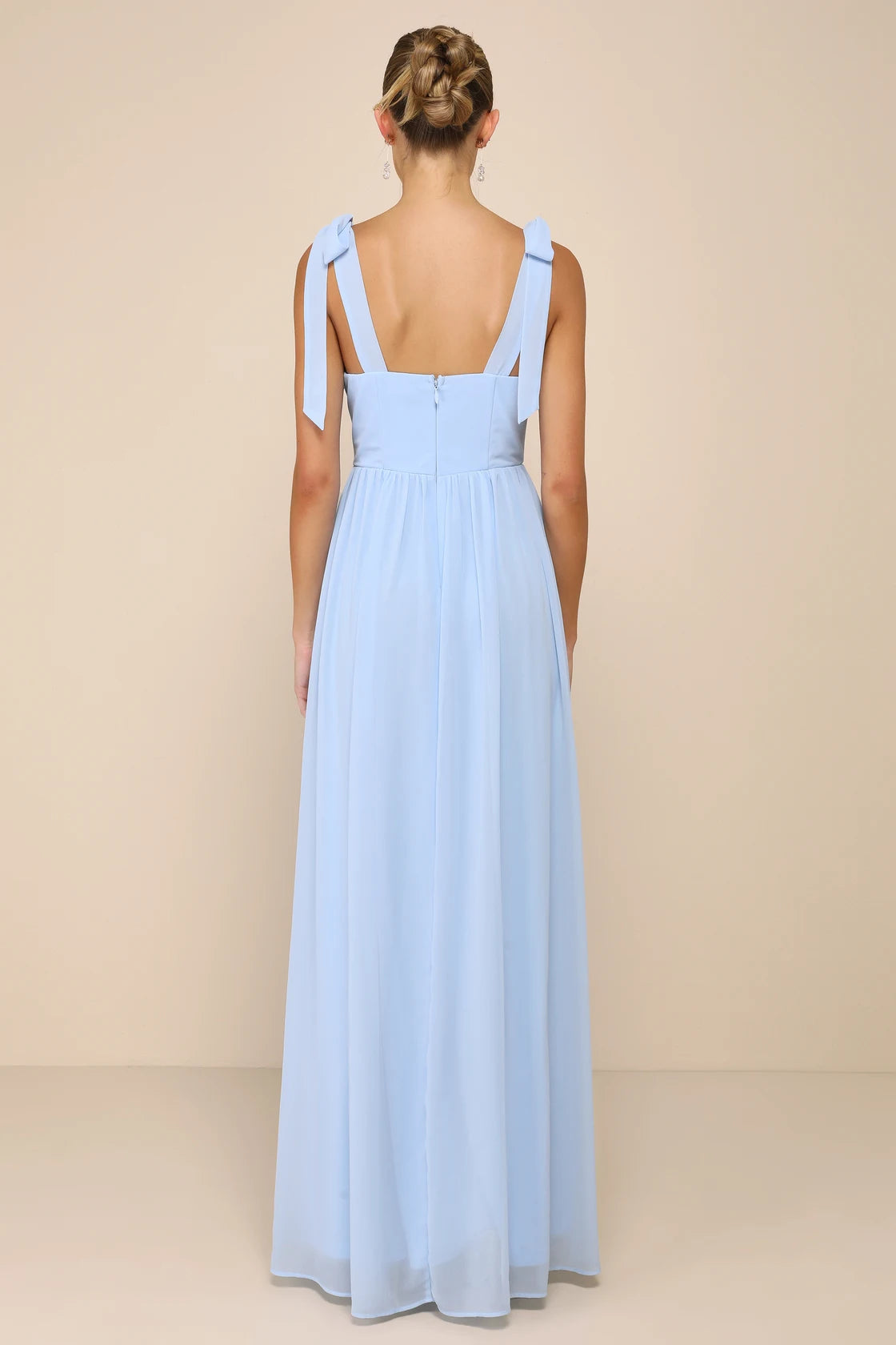 Radiant Charisma Plum Chiffon Ruched Tie-Strap Maxi Dress