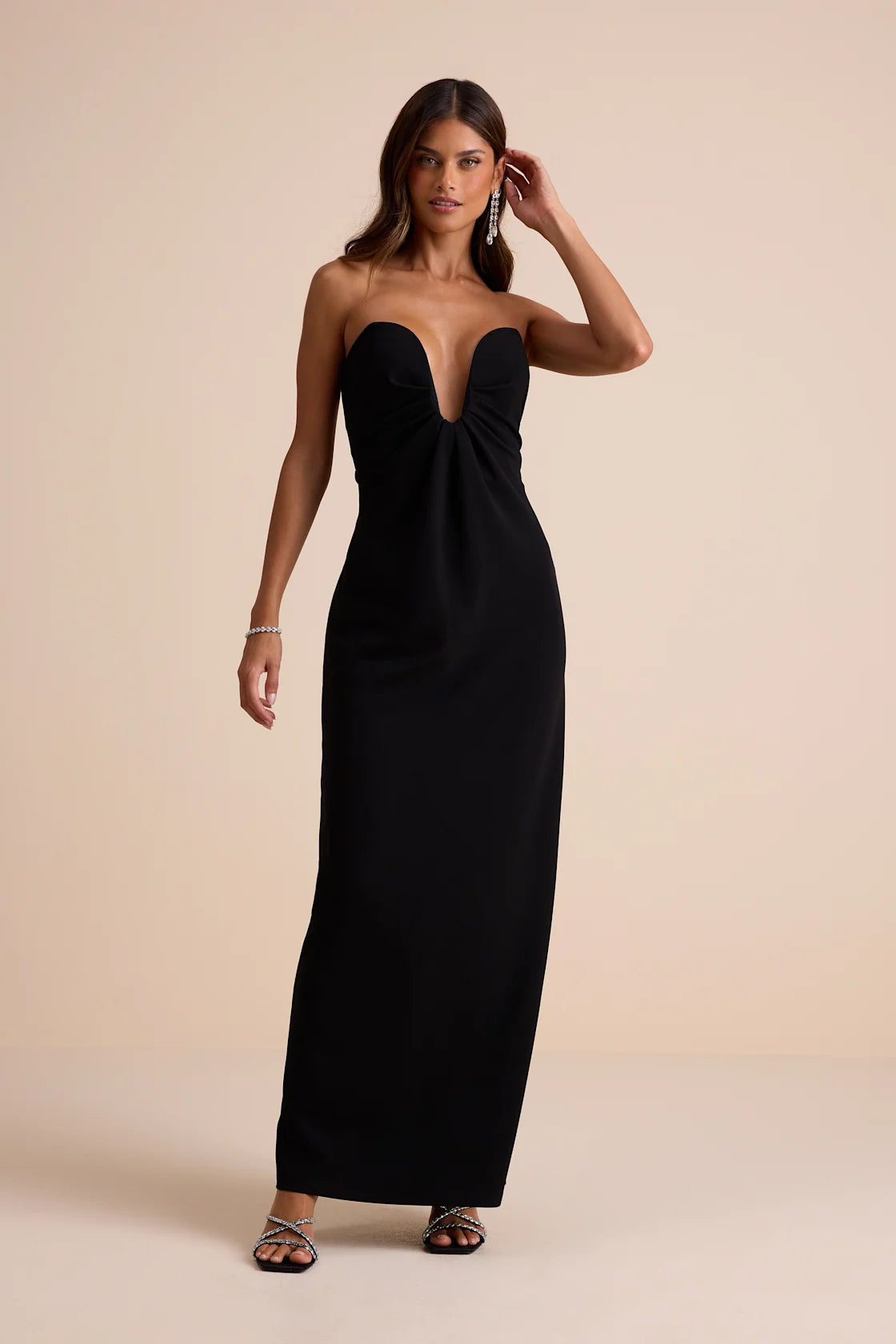 Thula Dark Olive Cutout U-Bar Column Maxi Dress