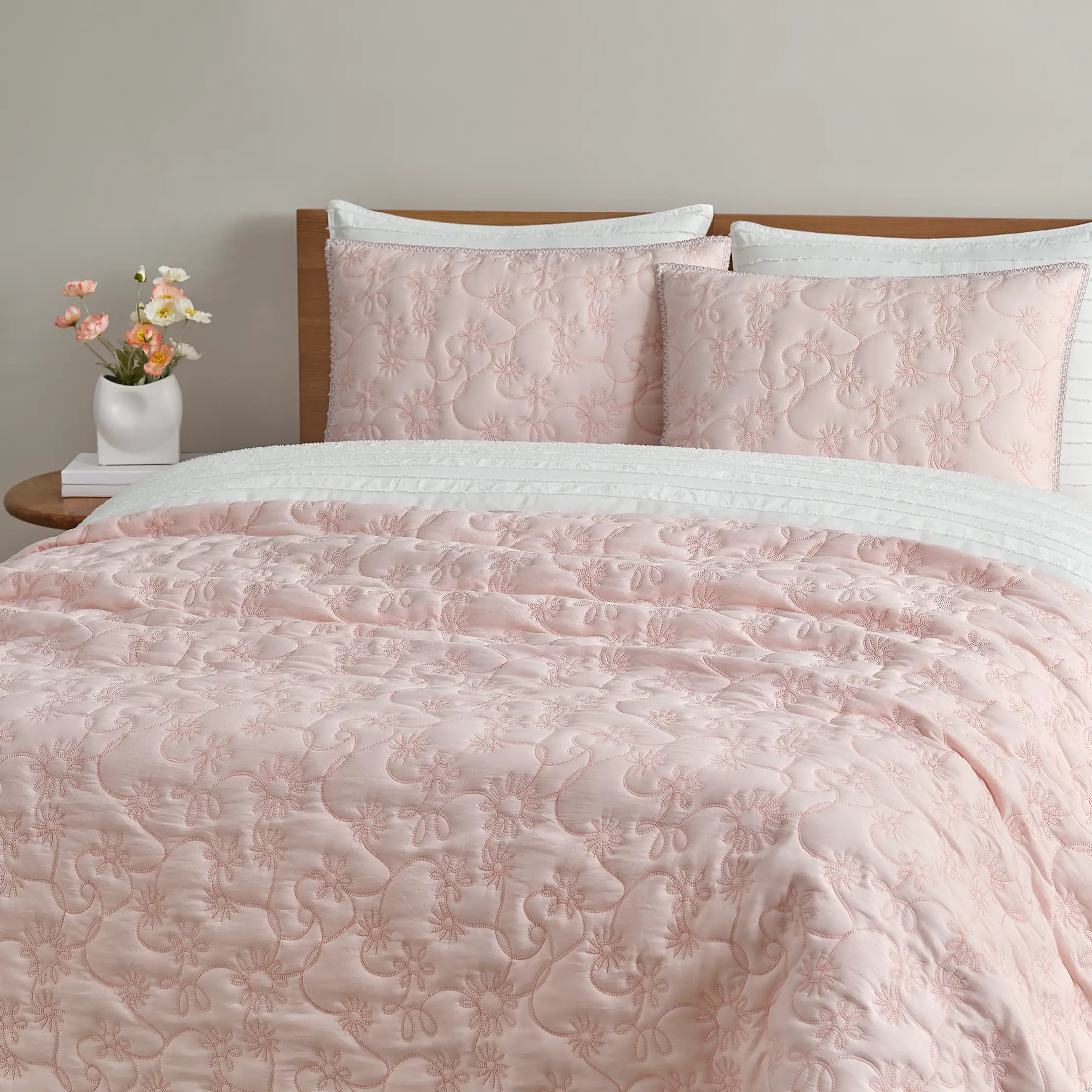 Home Botanic Quilt Set Queen - HIMALAYAN SALT / CAMEO ROSE