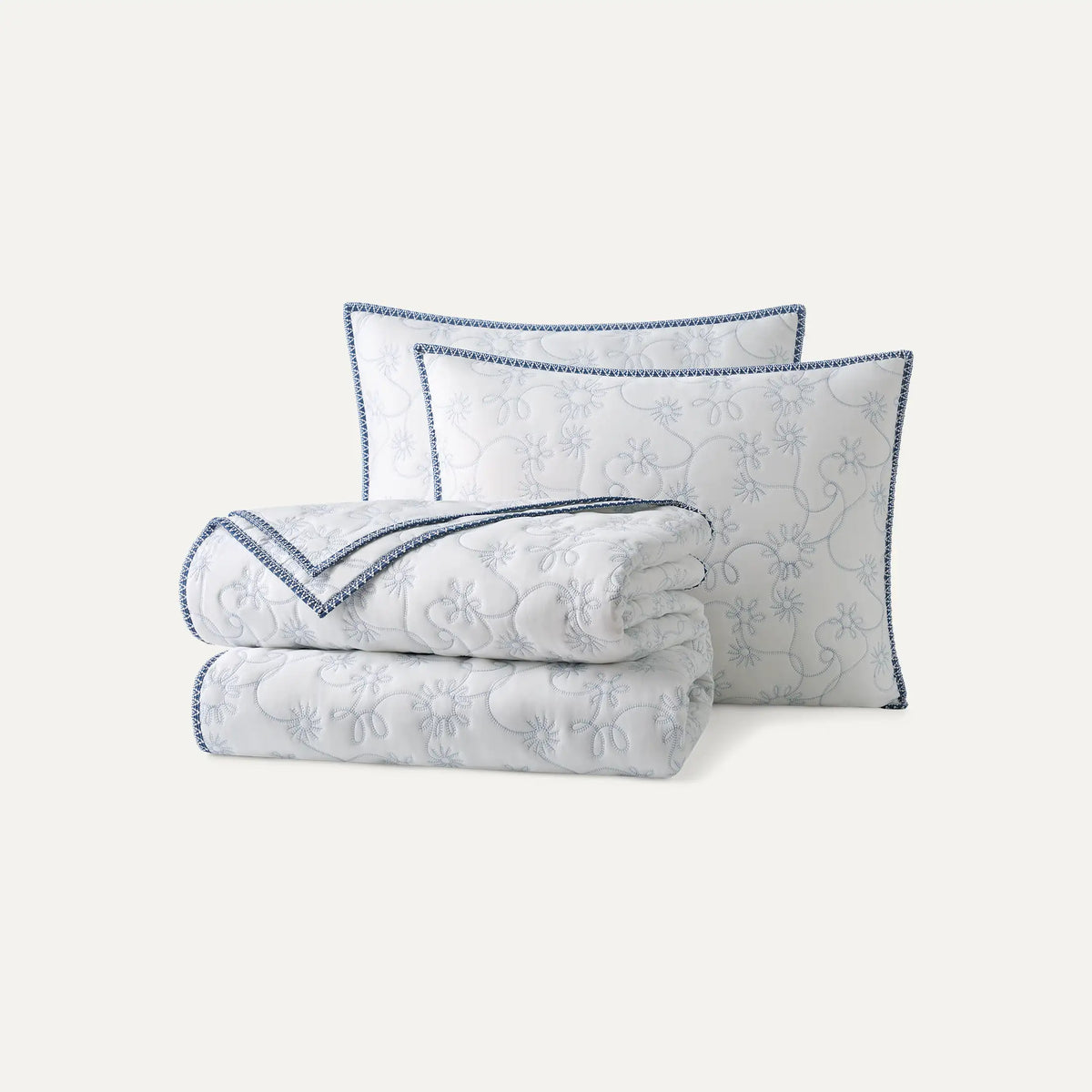 Home Botanic Quilt Set Queen - SNOW / LILAC HINT