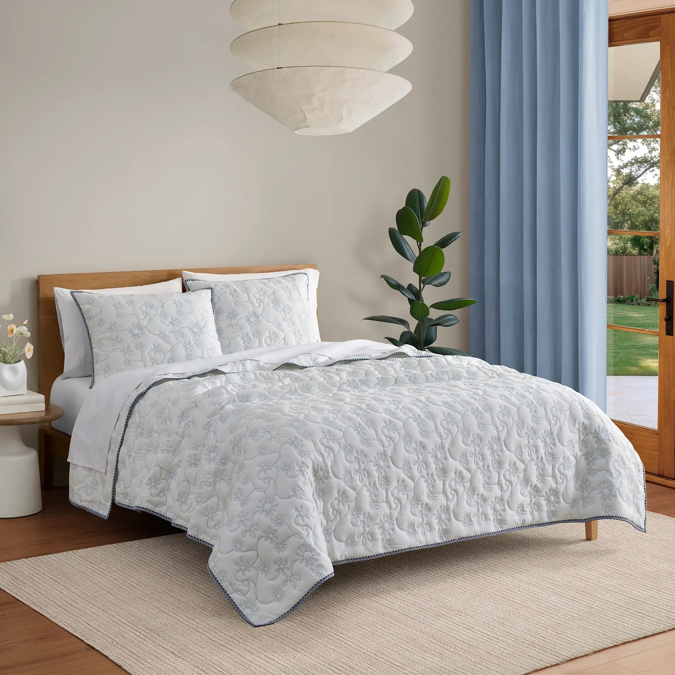 Home Botanic Quilt Set King - SNOW / LILAC HINT