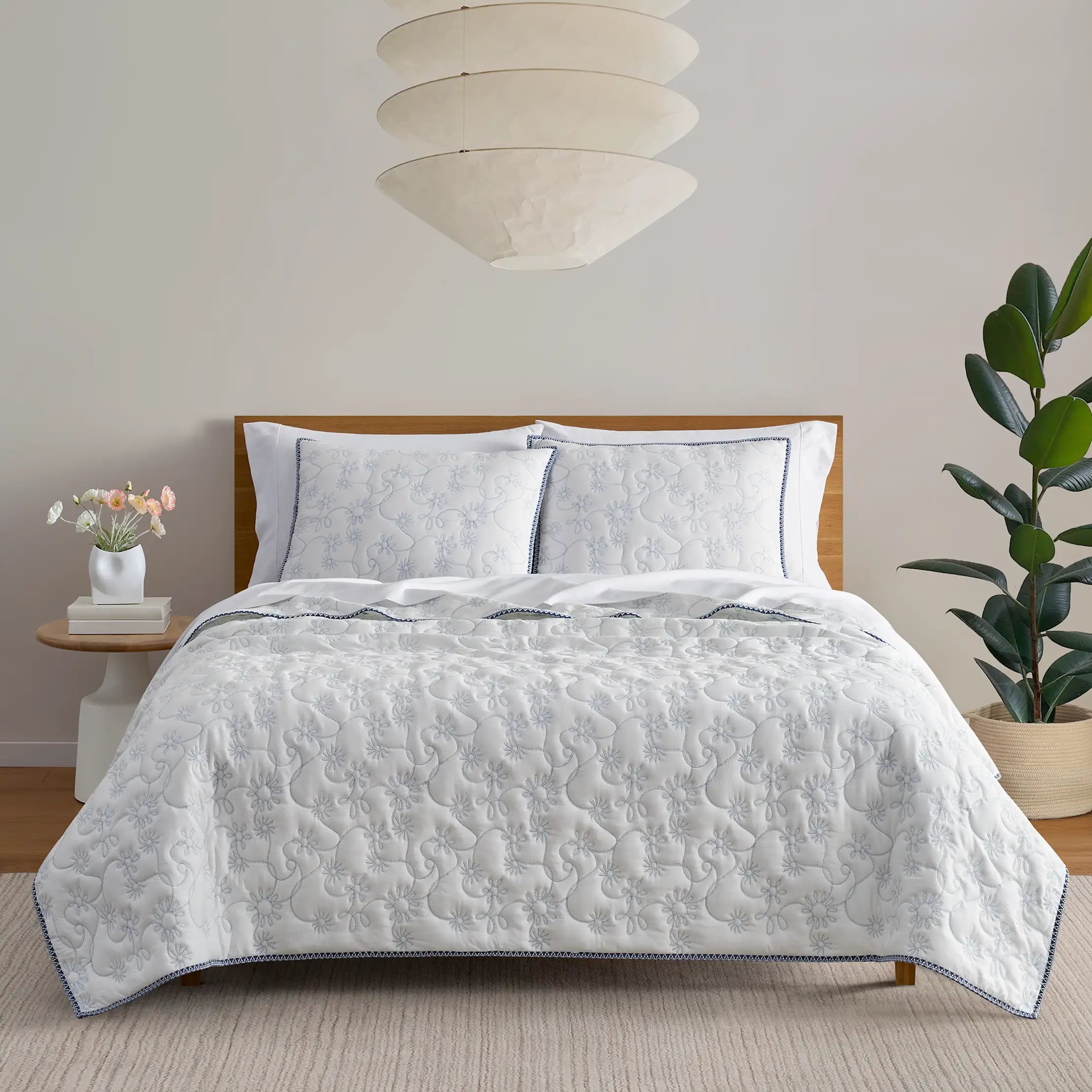 Home Botanic Quilt Set King - SNOW / LILAC HINT